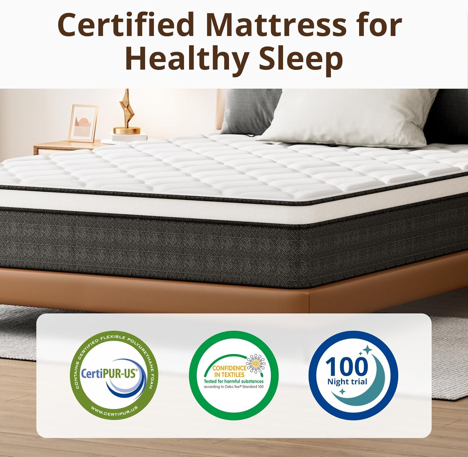10/12 Inch Fiberglass-Free Hybrid Mattress in a Box