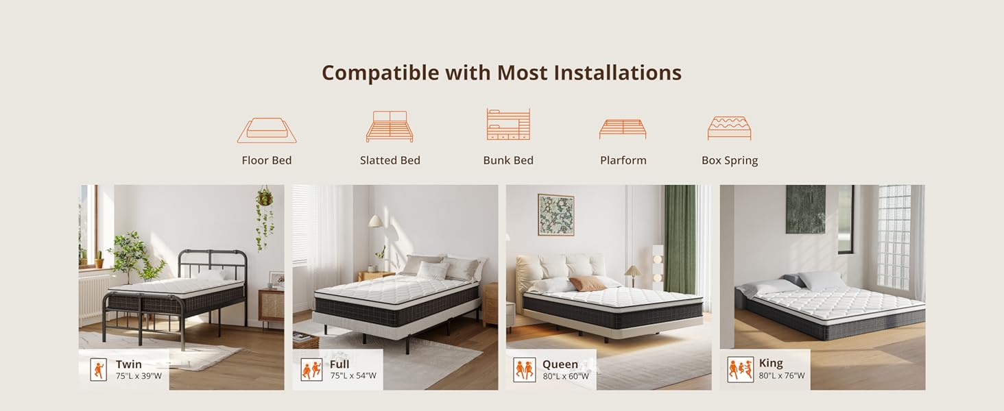 10/12 Inch Fiberglass-Free Hybrid Mattress in a Box