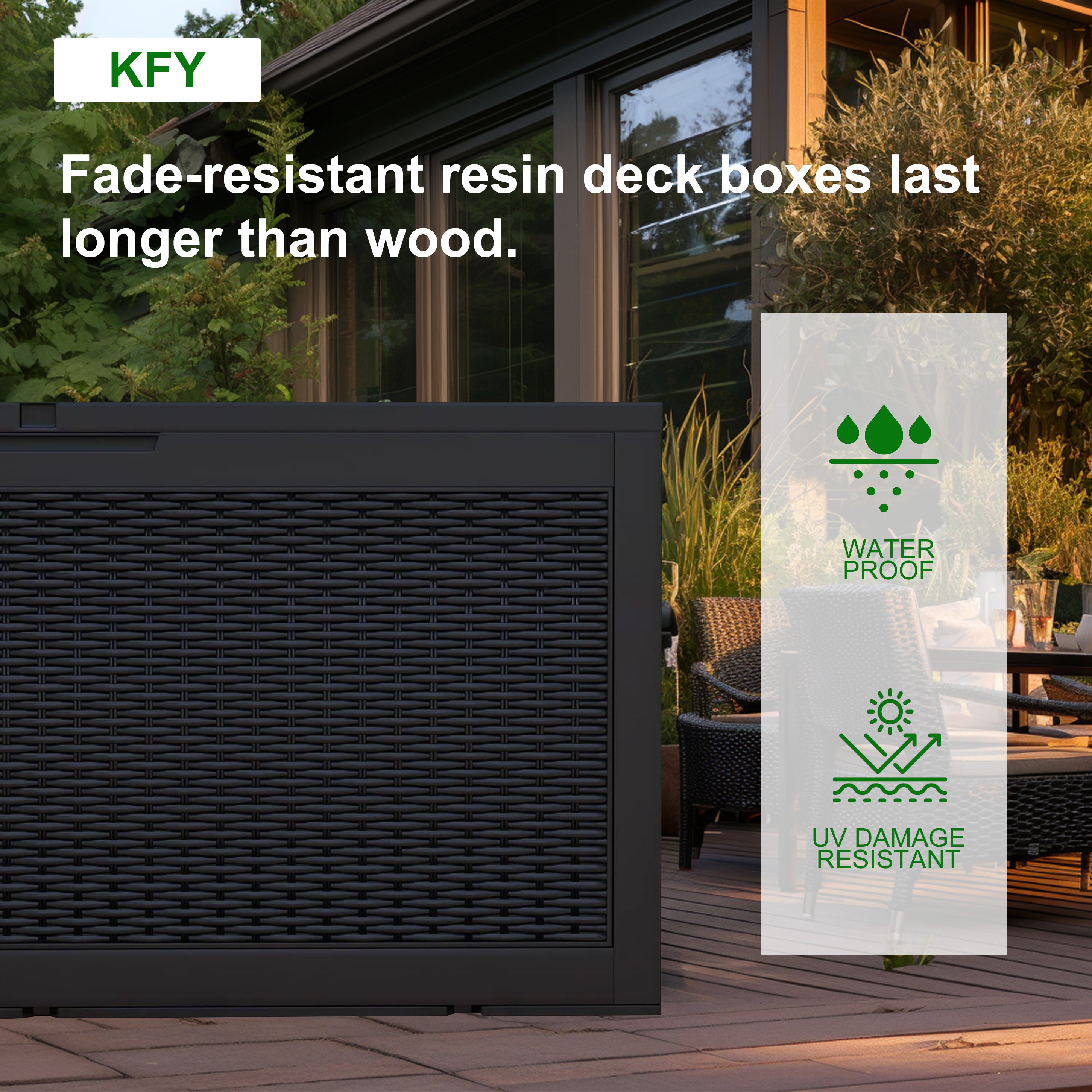 Fade-resistant resin deck boxes last longer than wood