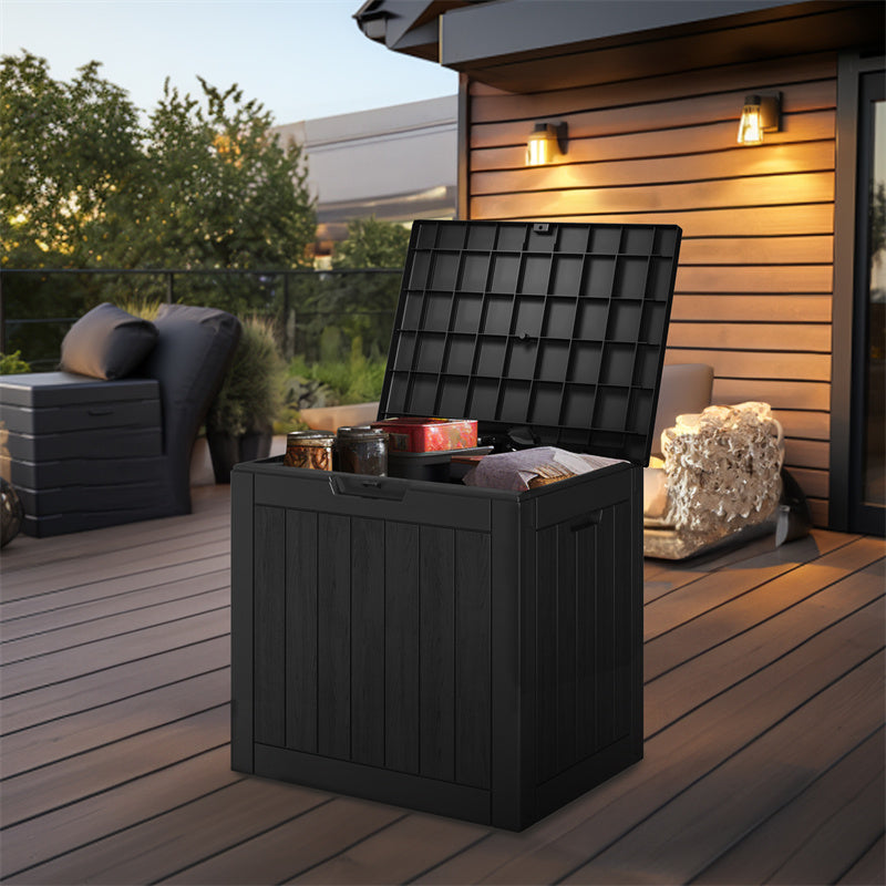31 Gallon Woodgrain Resin Deck Box – Waterproof & Lockable Storage for Patio, Balcony & Garden Tools