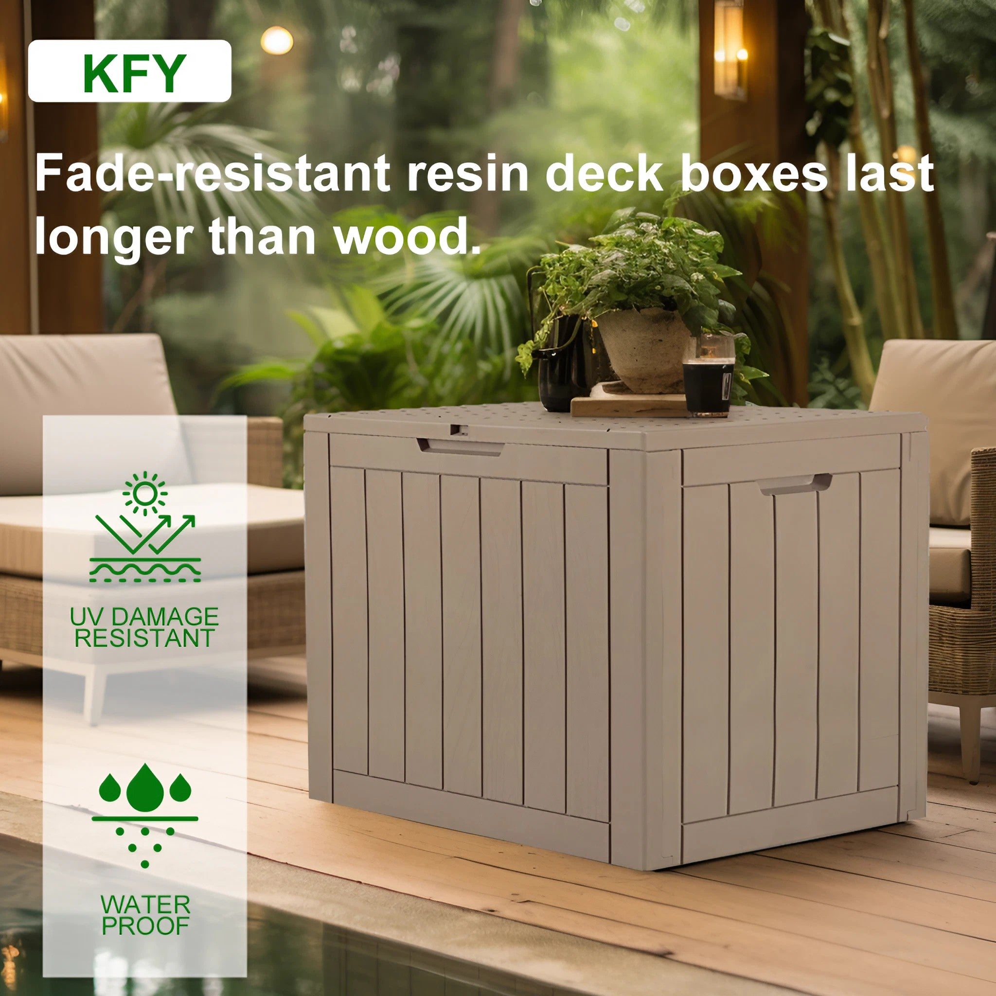 Fade-resistant resin deck boxes last longer than wood