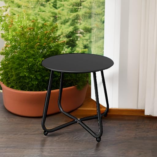 18-inch Round Outdoor Side Table With Adjustable Feet
