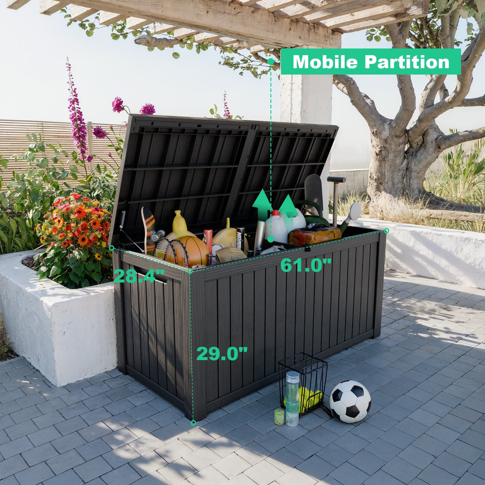 180 Gallon Size: 61.0โ(L) x 28.4โ(W) x 29.0โ(H)