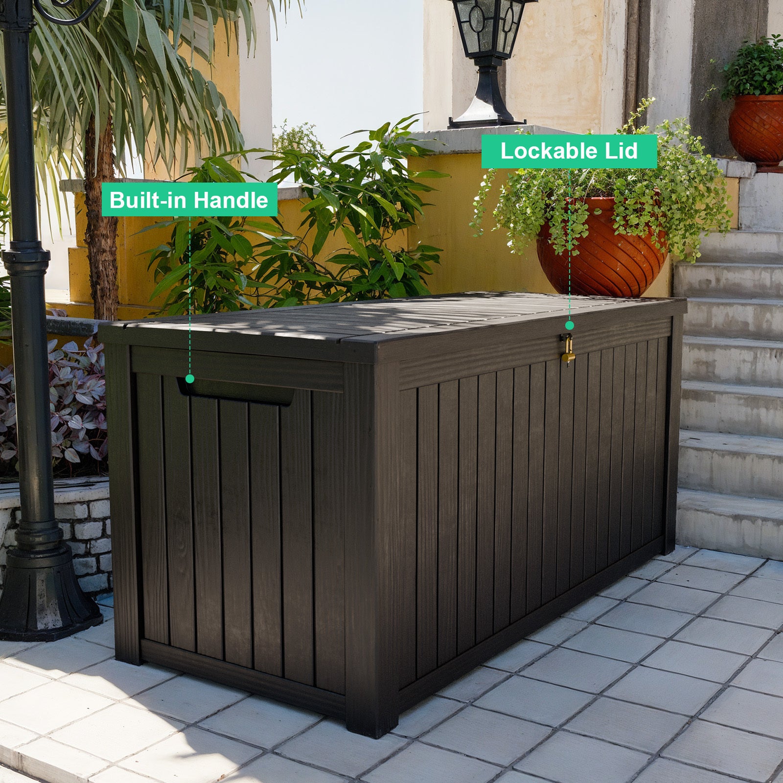Built-in Handle Lockable Lid
