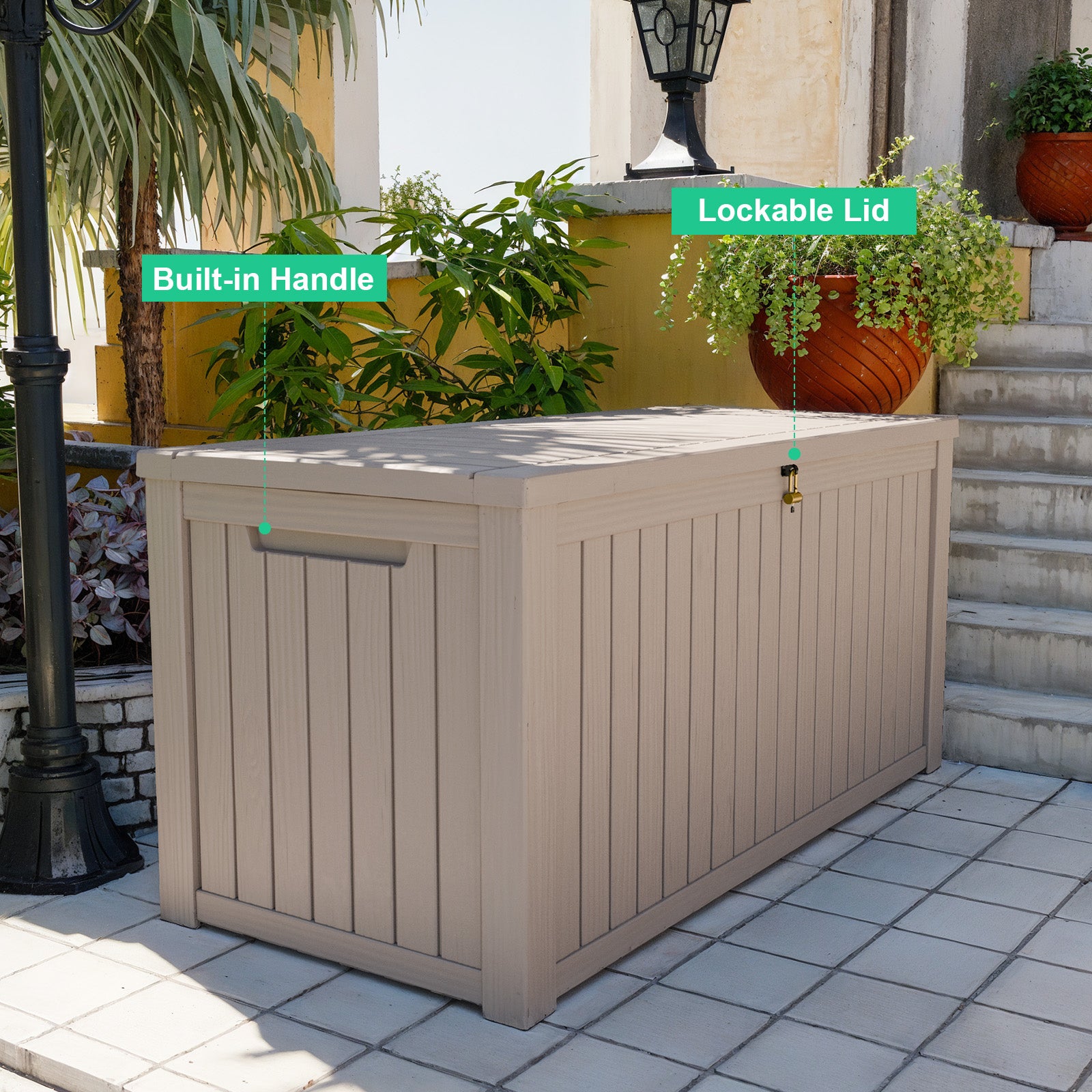 Built-in Handle Lockable Lid