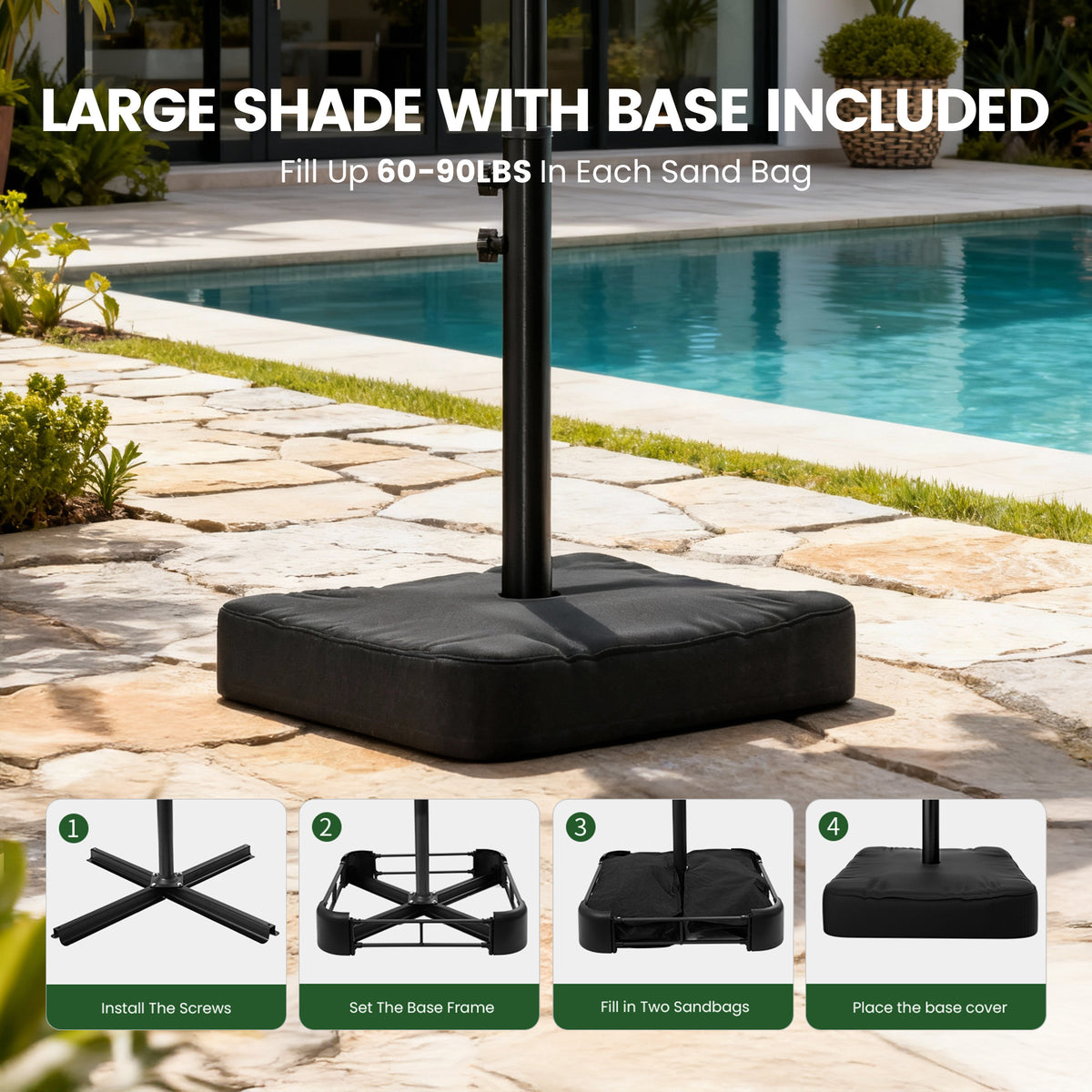 OLILAWN 10FT Cantilever Offset Outdoor Patio Umbrella with Base Included OL-HT032