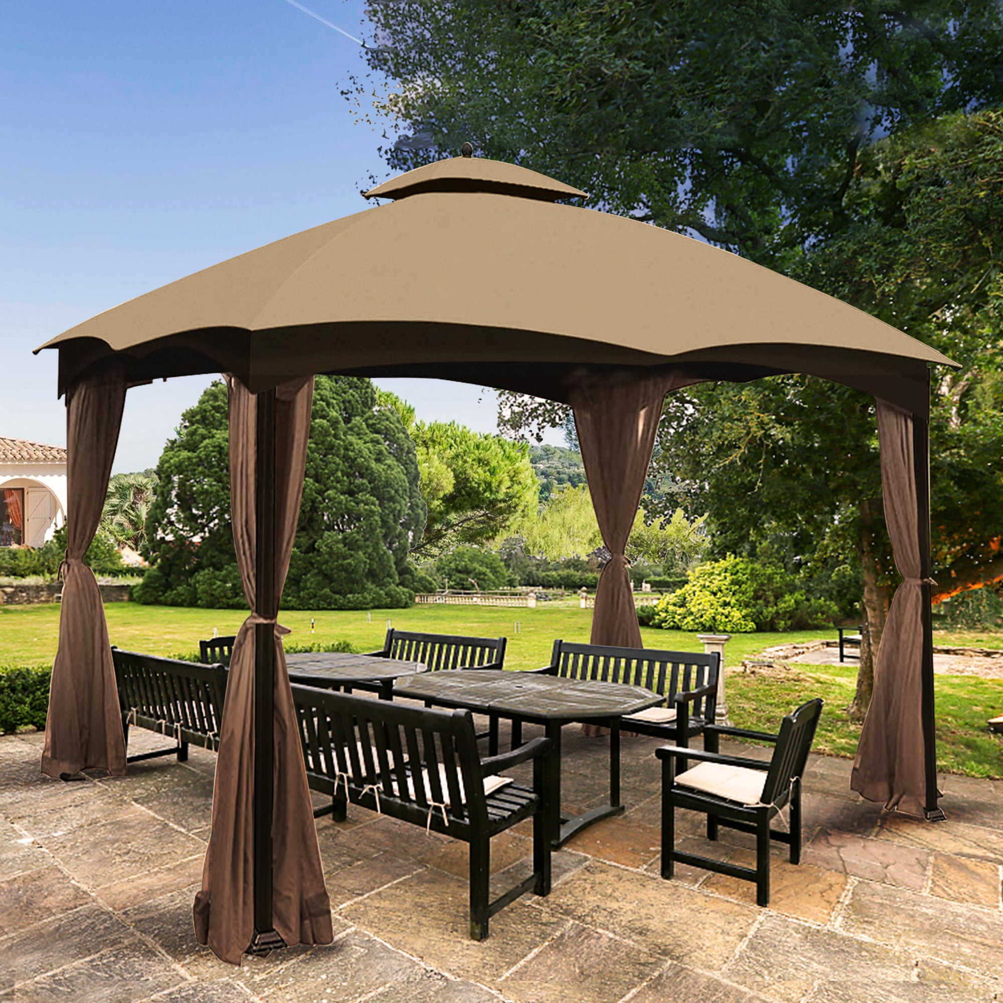 OLILAWN 10' x 12' Gazebo Replacement 2-tier Canopy Top