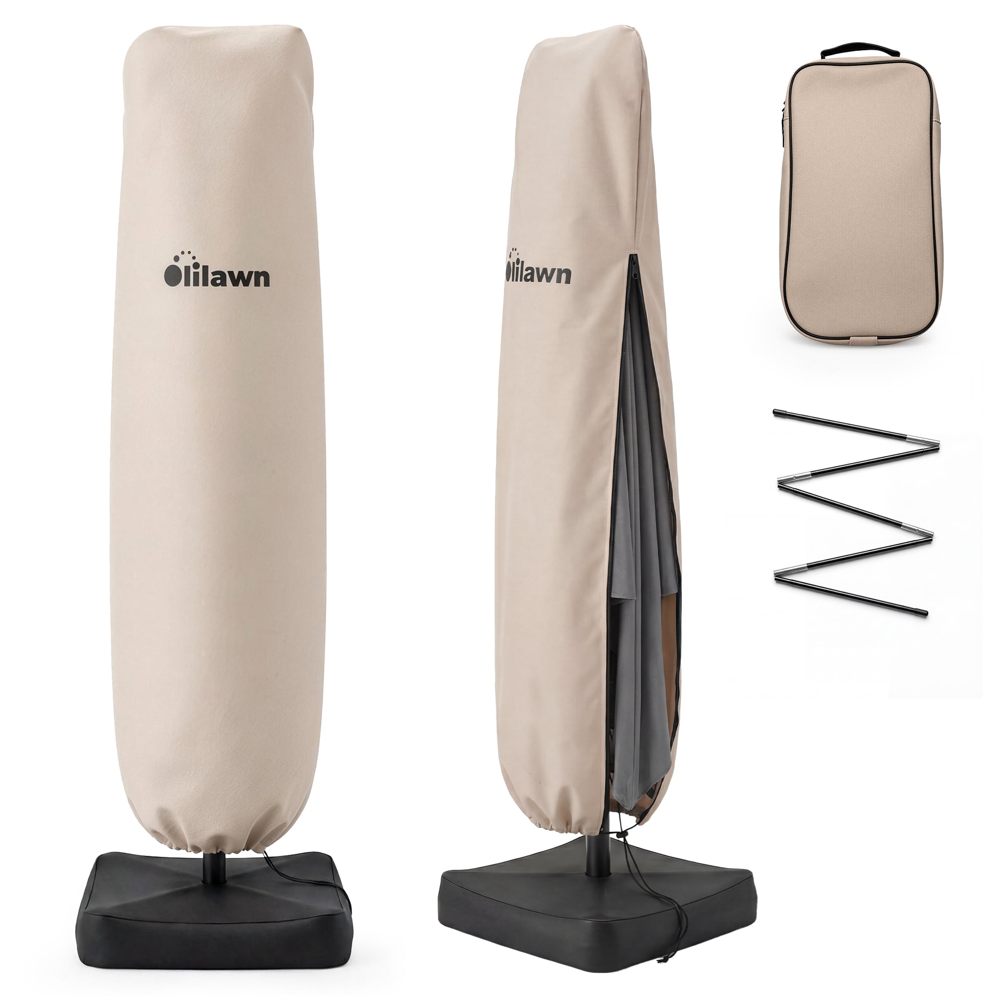 OLILAWN Patio Cantilever Umbrella Cover for Outdoor Umbrellas 9-12ft, Beige OL-HT048