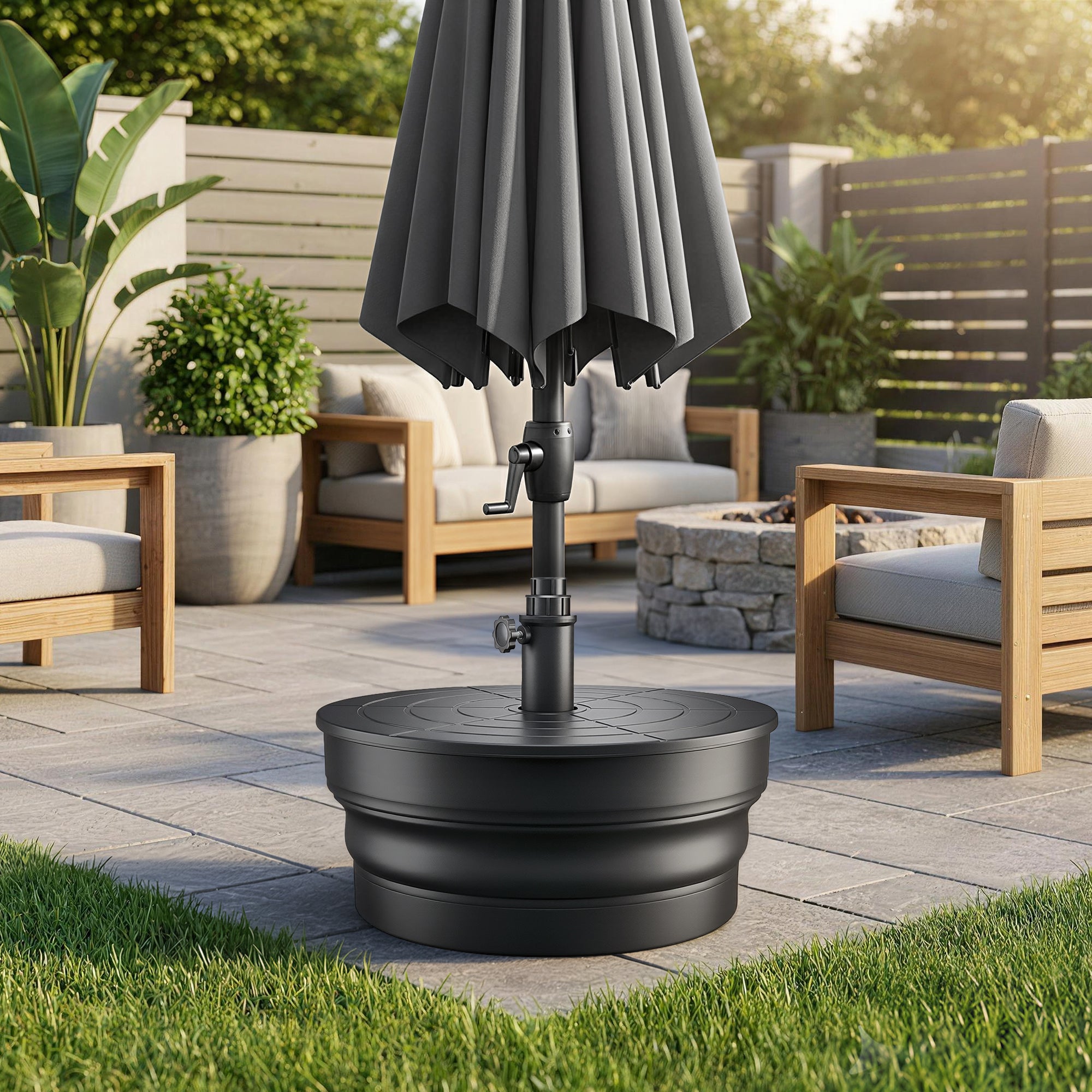 OLILAWN Heavy-Duty Patio Umbrella Base,110lb Capacity Fillable Planter Umbrella Stand Fits Up to 1.9" Pole-OL-HT043
