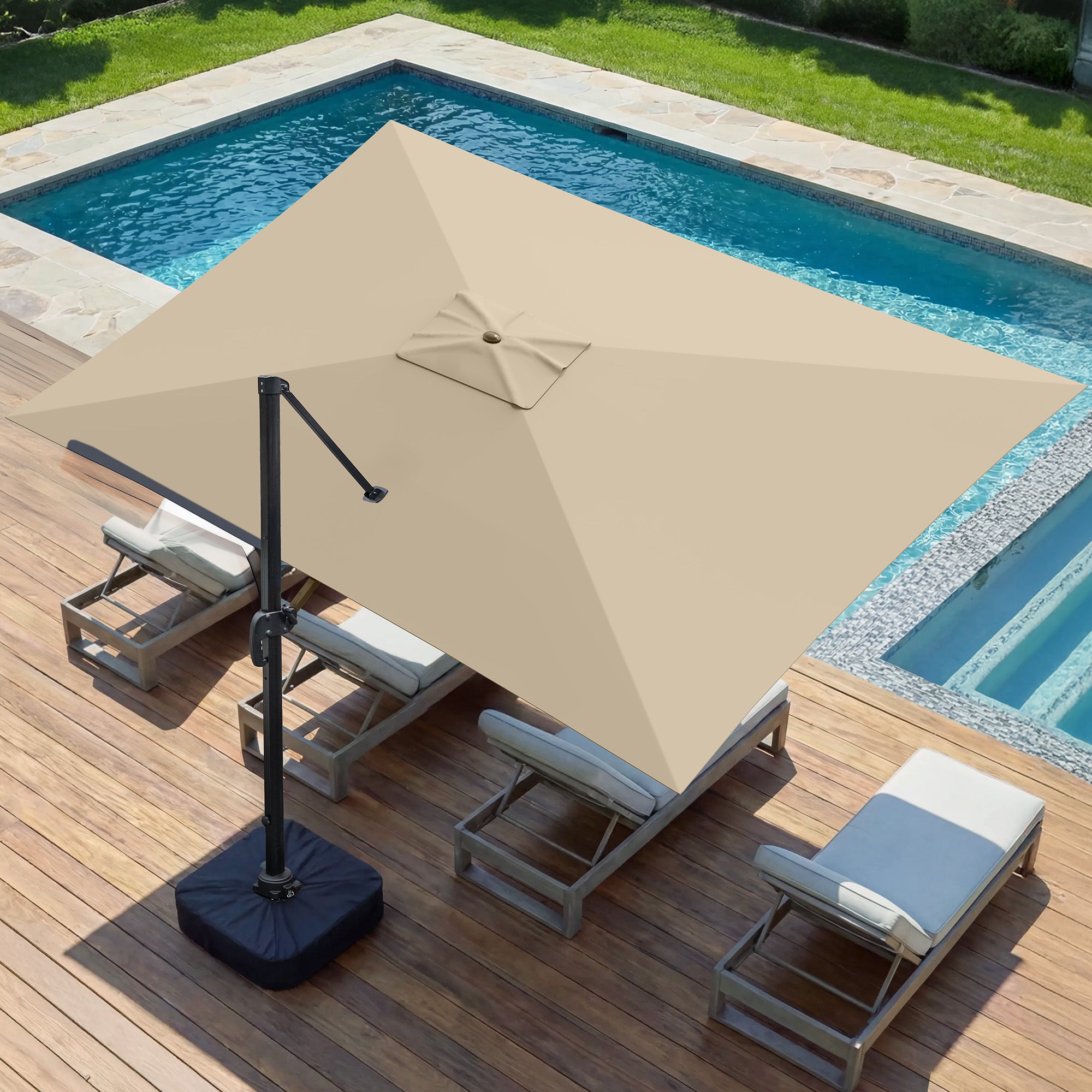 Olilawn 9' X 11.5' Patio Umbrella with Base Included, Graphite-ol-ht040