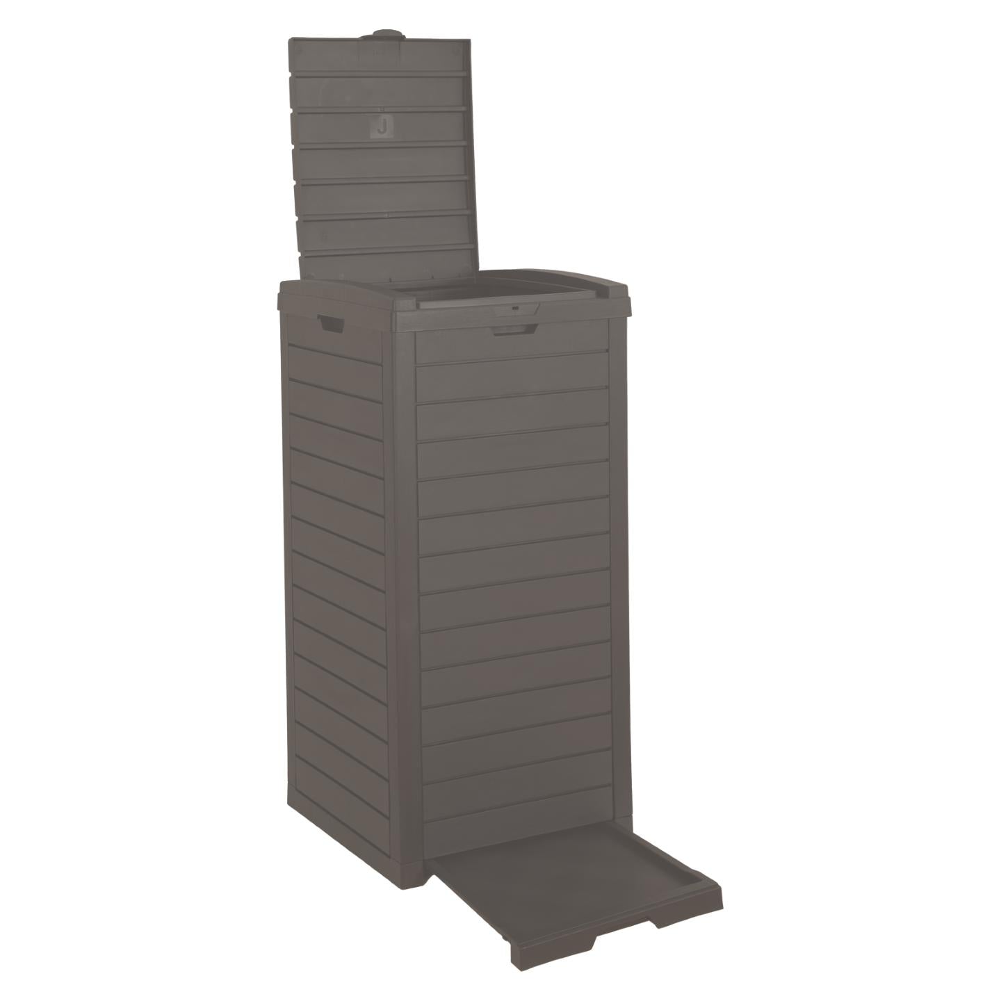31 Gallon Outdoor Trash Can, Waterproof Resin Waste Bin with Lockable Lid & Drip Tray for Patio, Deck, Backyard & Kitchen