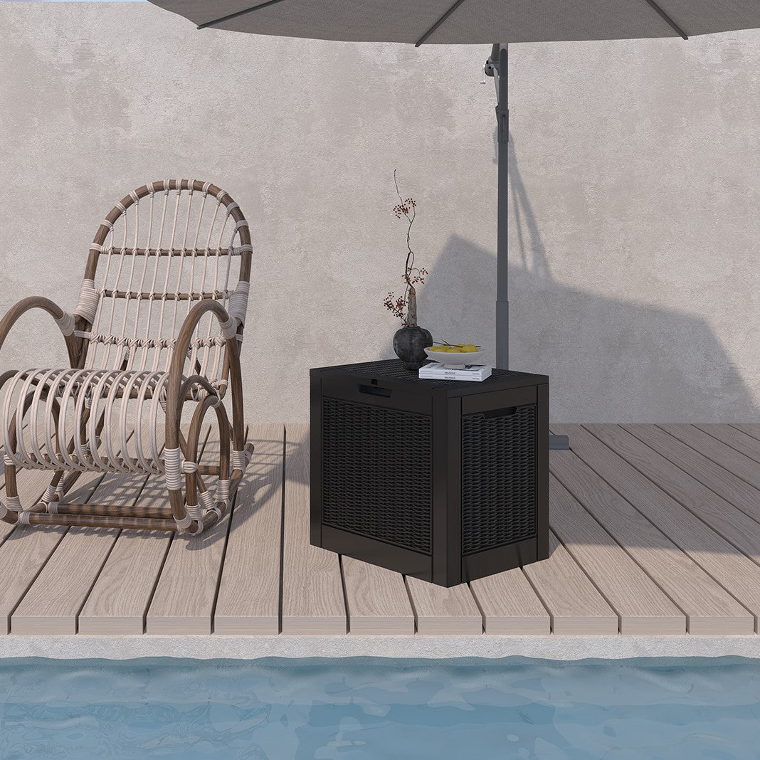 31 Gallon Rattan Resin Deck Box – Stylish Lockable Outdoor Storage for Small Patios & Garden Essentials