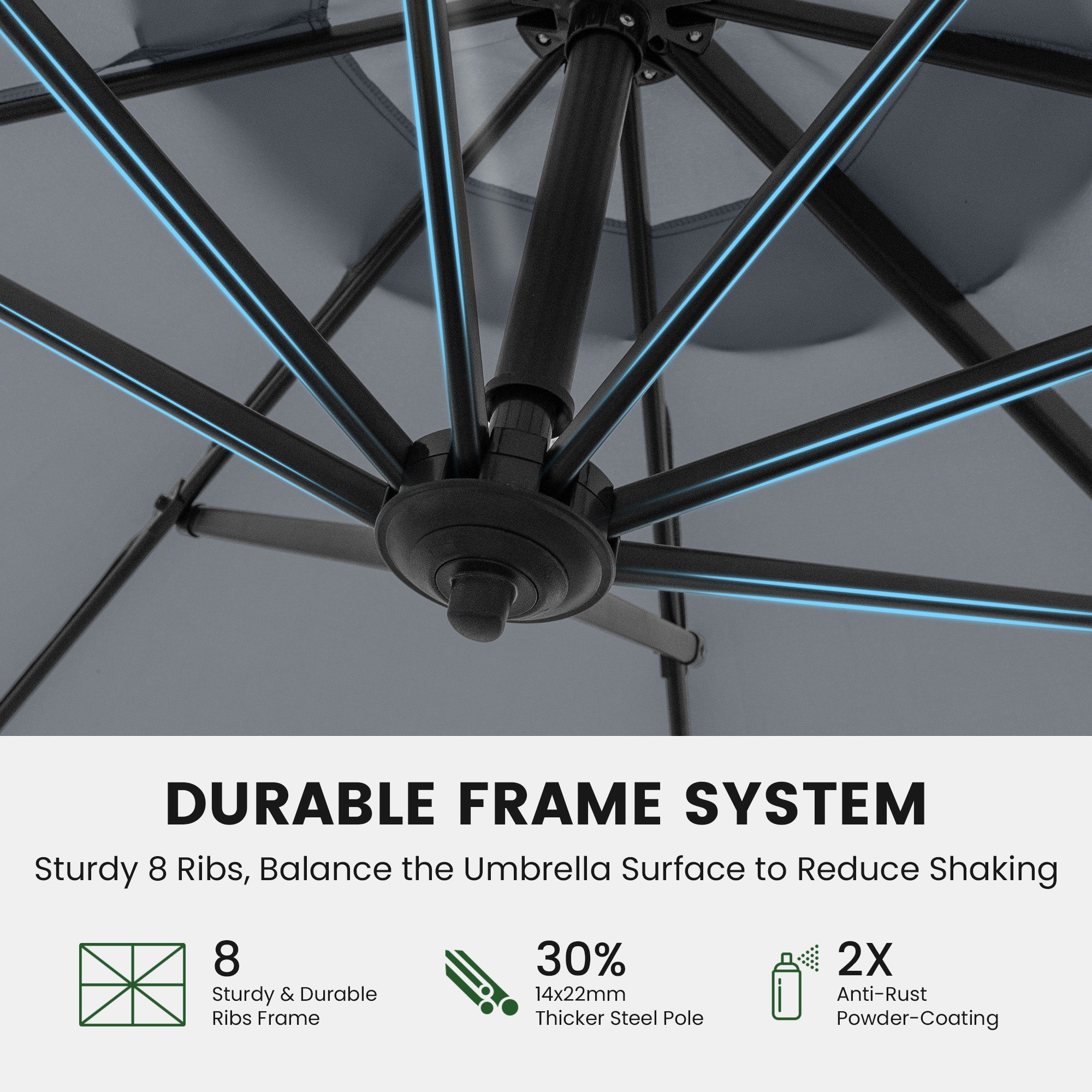 Olilawn 9' X 11.5' Patio Umbrella with Base Included, Graphite-ol-ht040