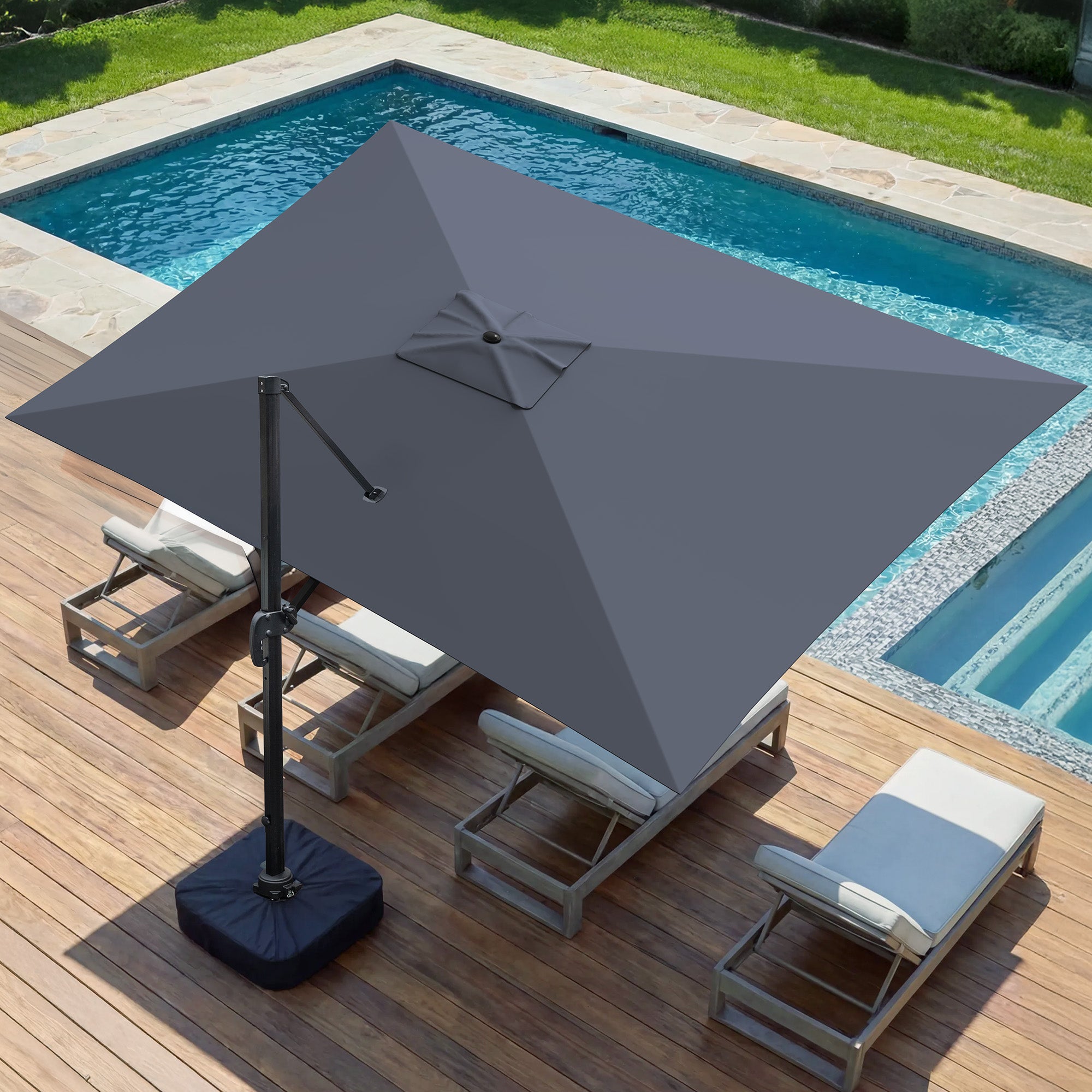 Olilawn 9' X 11.5' Patio Umbrella with Base Included, Graphite-ol-ht040