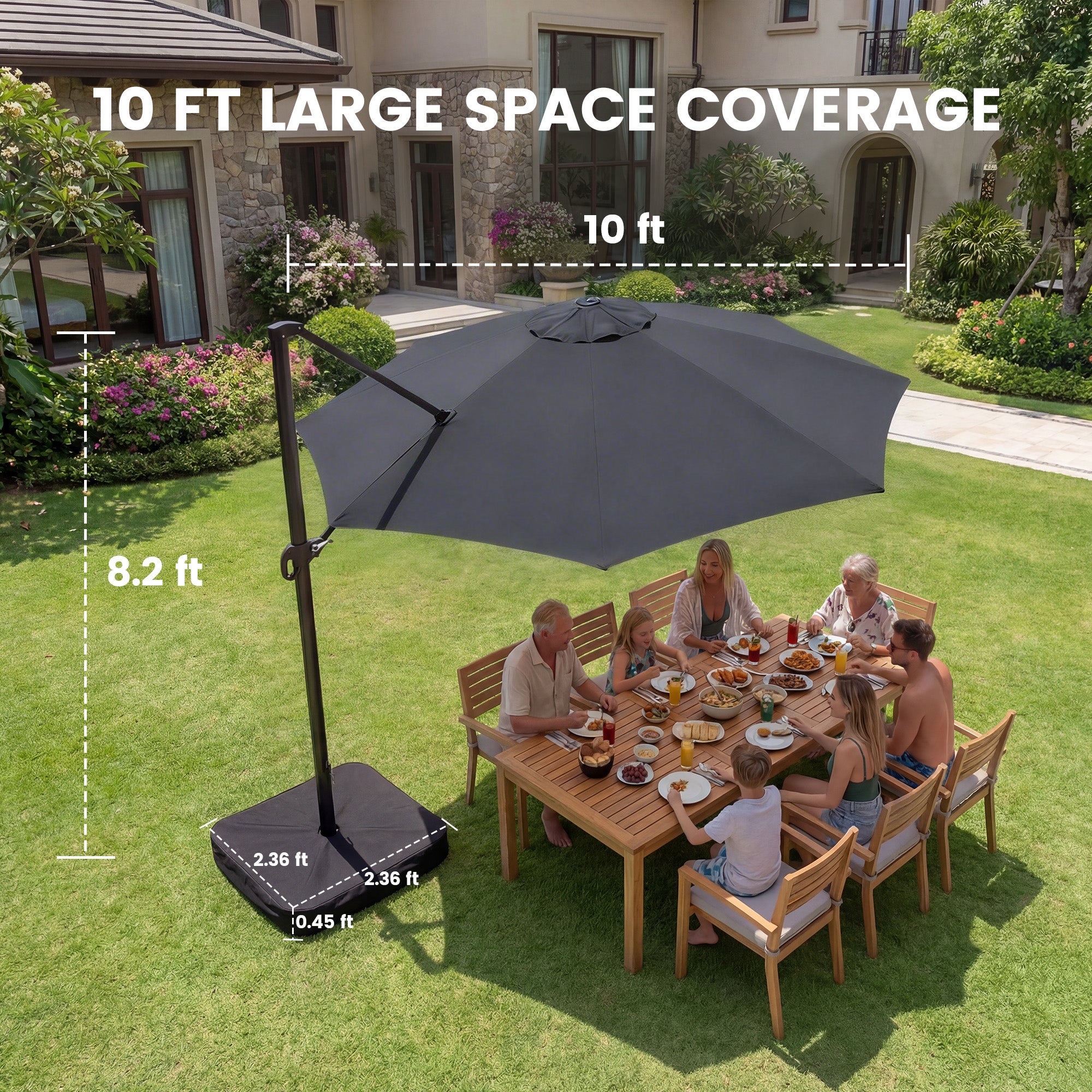 OLILAWN 10FT Outdoor Patio Umbrella with Base Included, Tan Gray