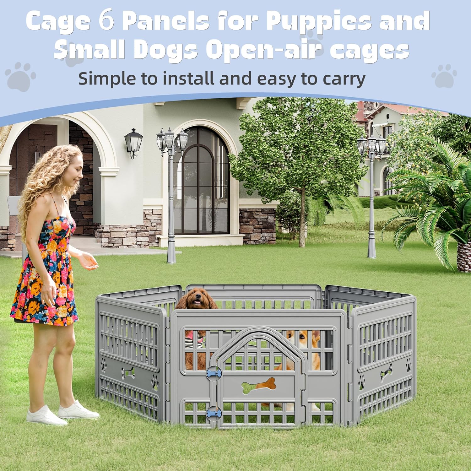 Cage 6 Panels for Puppies and small Dogs Open-air cages
Simple to install and easy to carry