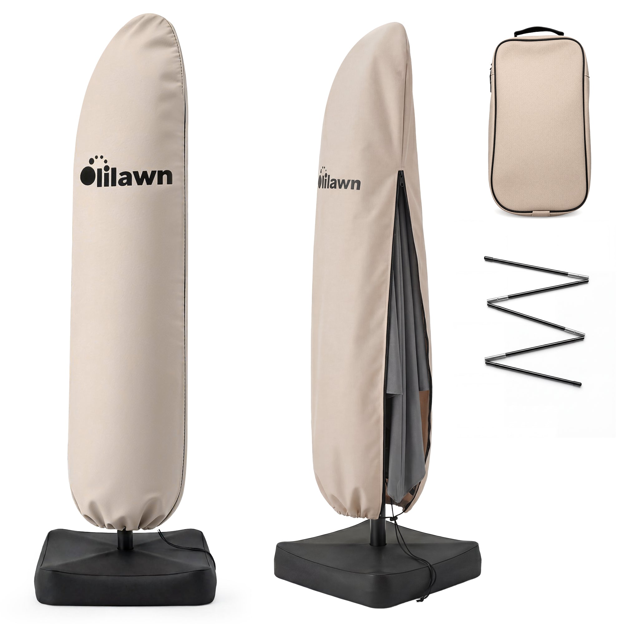 OLILAWN Offset Umbrella Covers for Outdoor Umbrellas 9-10ft, Beige OL-HT047