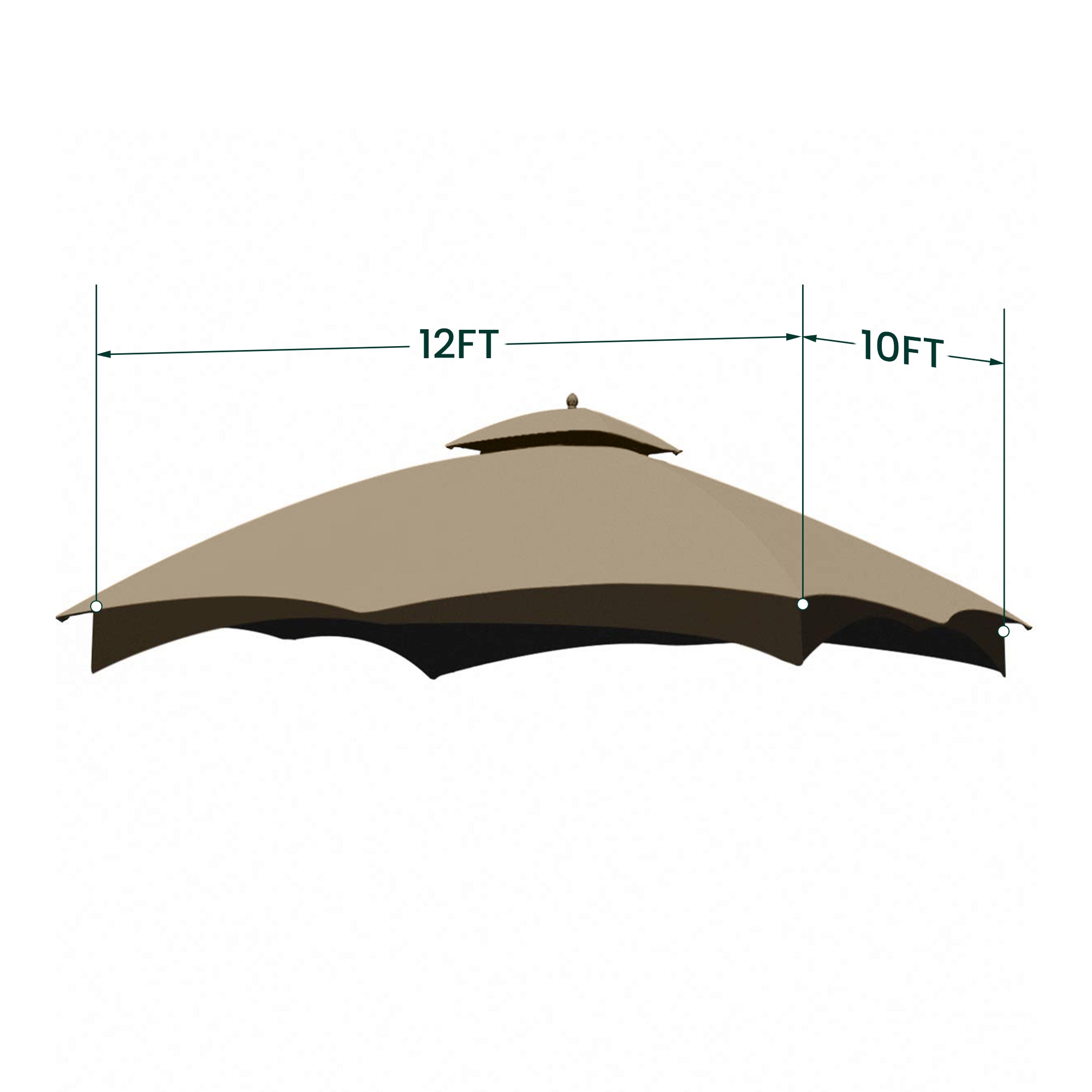 OLILAWN 10' x 12' Gazebo Replacement 2-tier Canopy Top