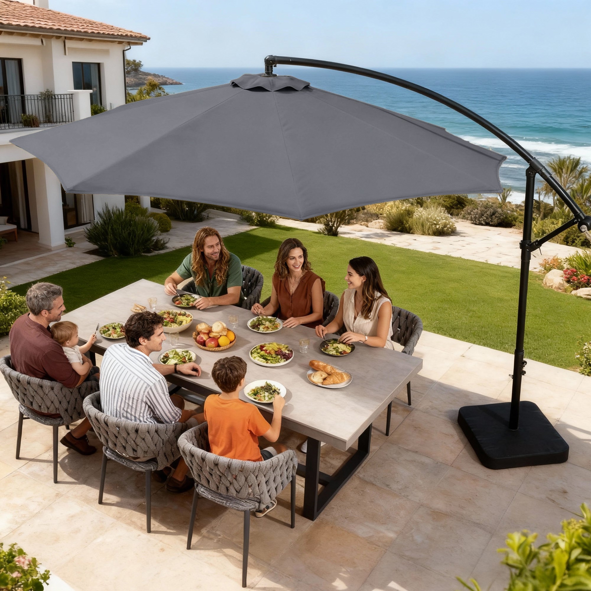 OLILAWN 10FT Cantilever Offset Outdoor Patio Umbrella with Base Included OL-HT032