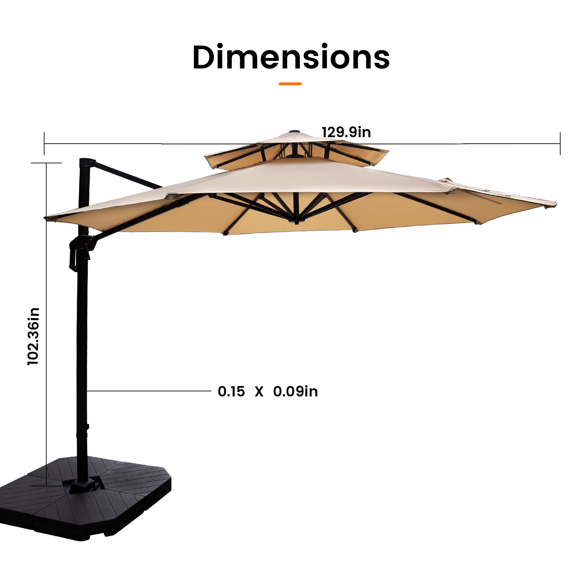 Olilawn 11ft Patio Umbrella Outdoor Round Umbrella with Double Top