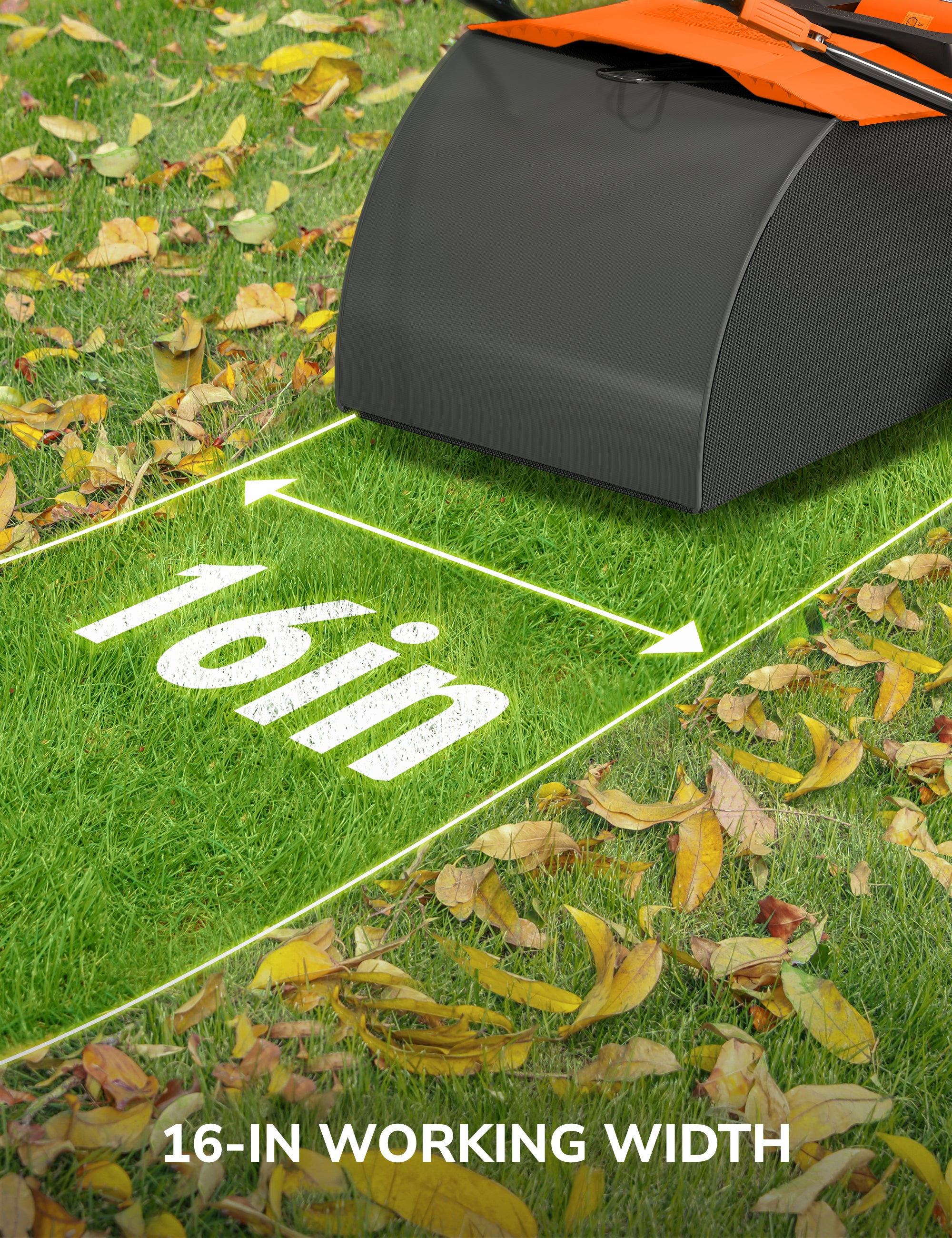 OLILAWN Artificial Turf Sweeper, 16 Inch Power Broom for Artificial Grass, 2000W Turf Vacuum with 55L Collection Bag, Amber