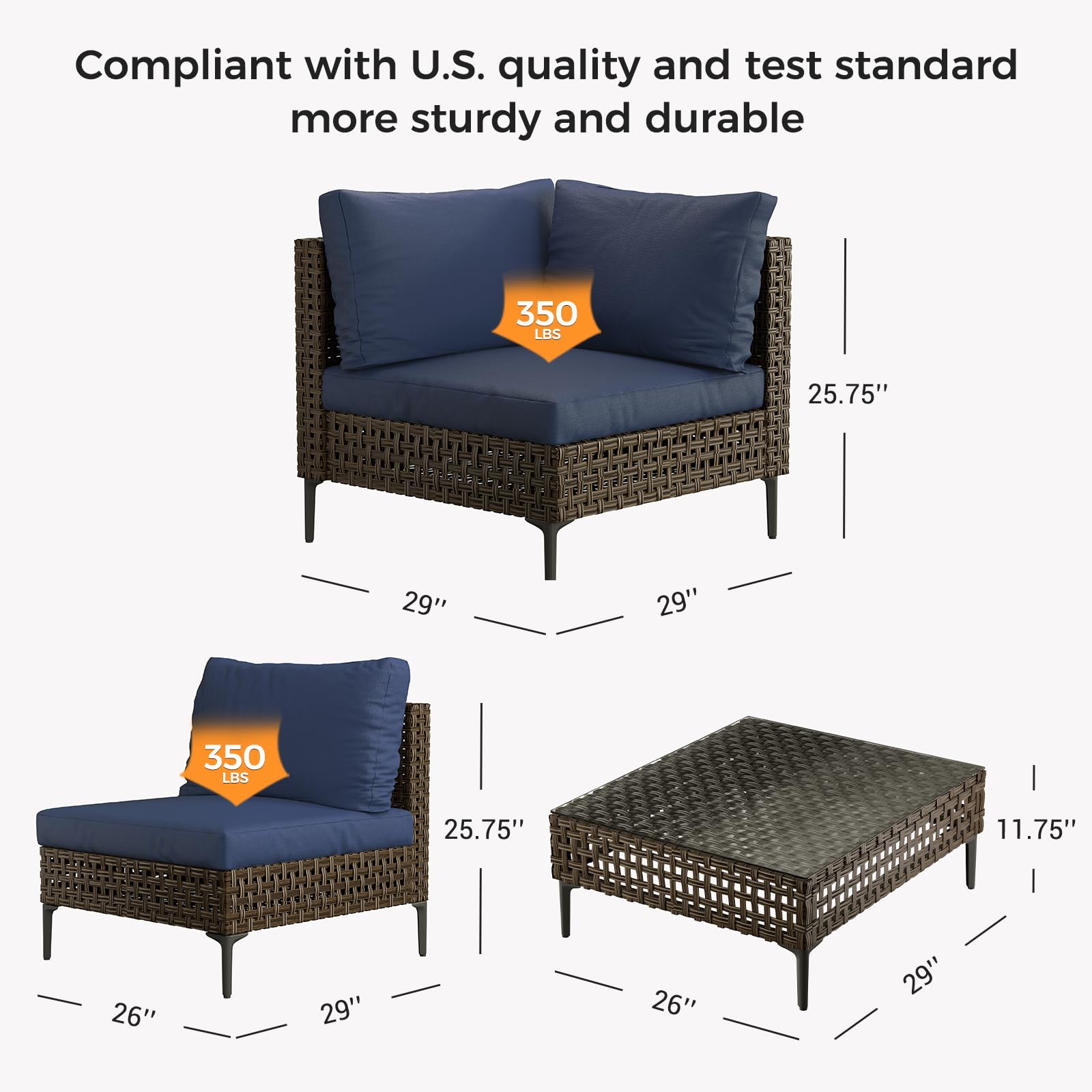 Boho Wicker Outdoor Conversation Set Sectional Sofa 7-Piece Wicker Patio Furniture