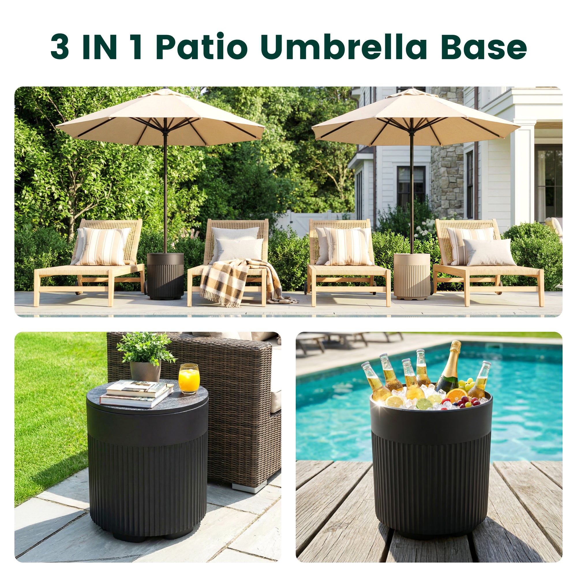 OLILAWN 90lb Patio Umbrella Base, Outdoor Umbrella Base Water Filled Stand-ol-ht044