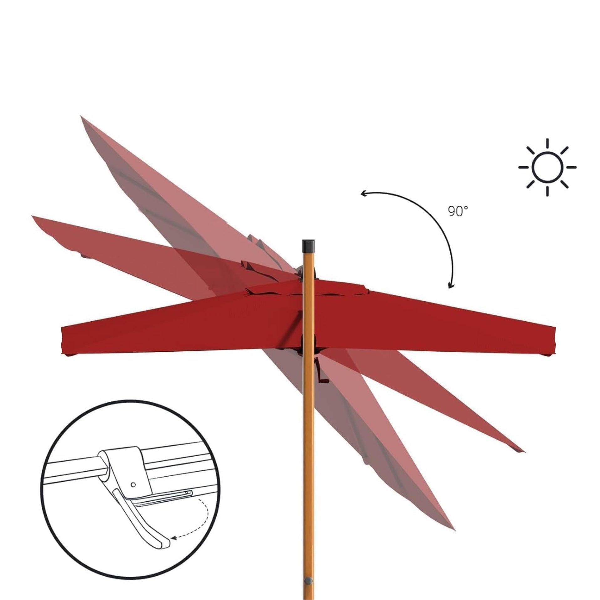 Olilawn 10ft 360 Degree Rotatable Aluminum Patio Umbrella With Round Canopy