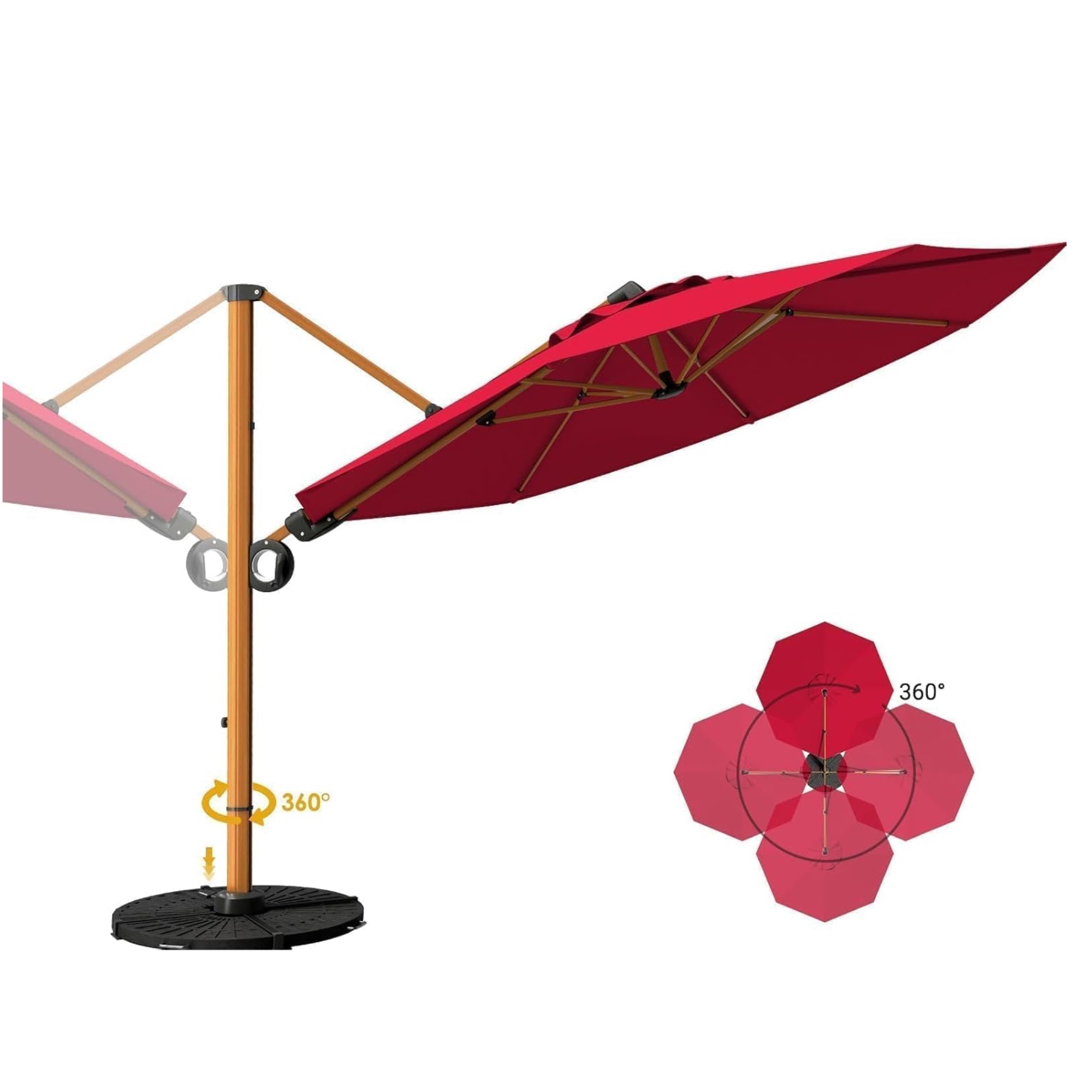 Olilawn 10ft 360 Degree Rotatable Aluminum Patio Umbrella With Round Canopy