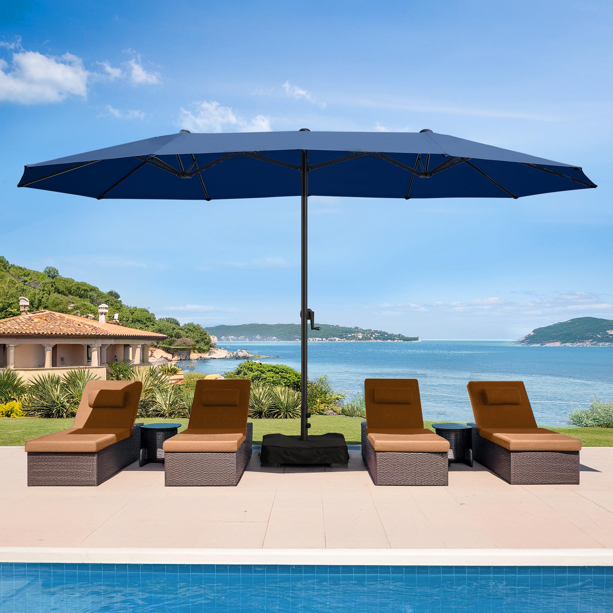 Tropishade 9 ft. Aluminum Bronze Patio Umbrella with Natural Cover - On Sale - O