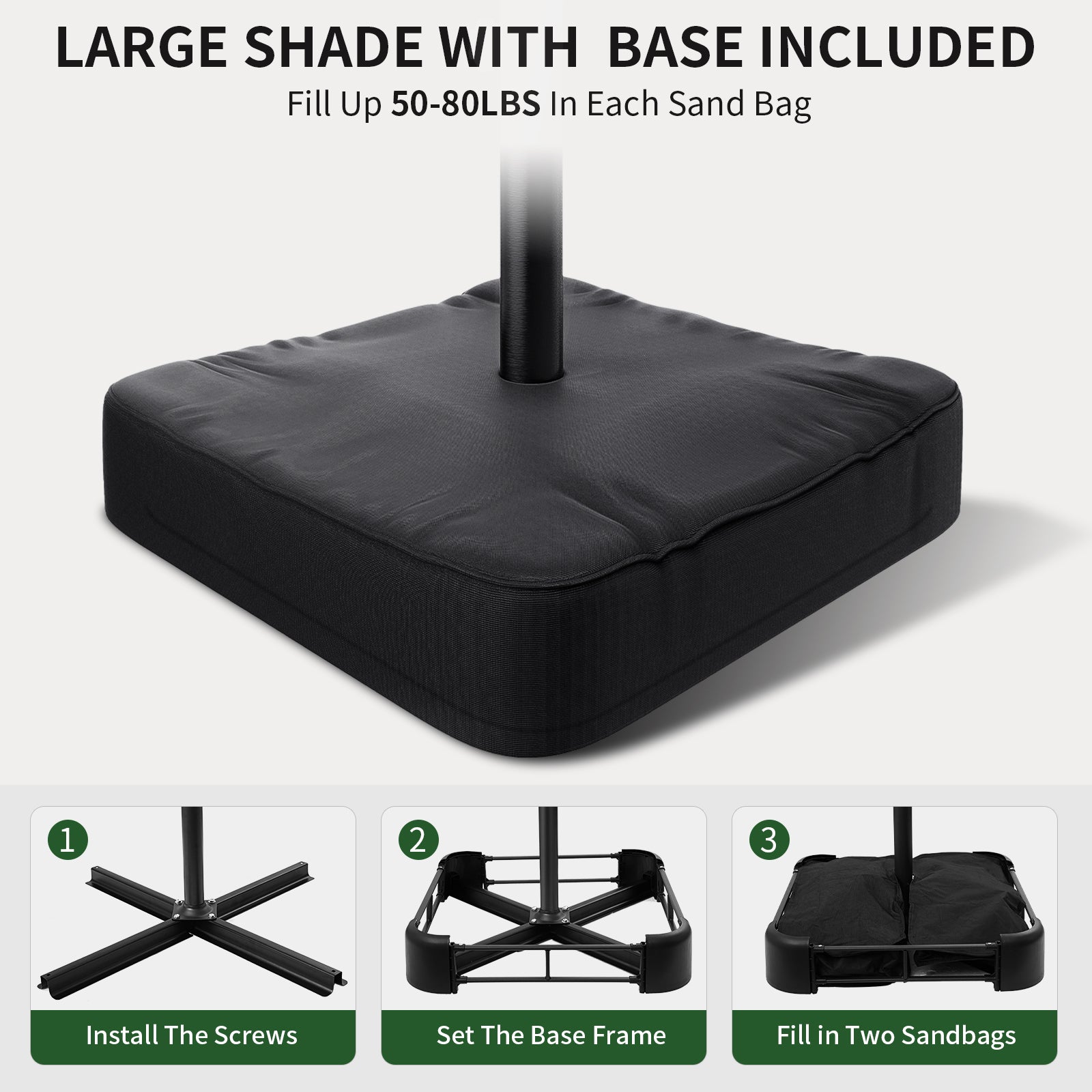 Cymma 10ft Patio Umbrella with Base, Outdoor Large Round Offset Cantilever Umbrella, Cream-CY-HT032