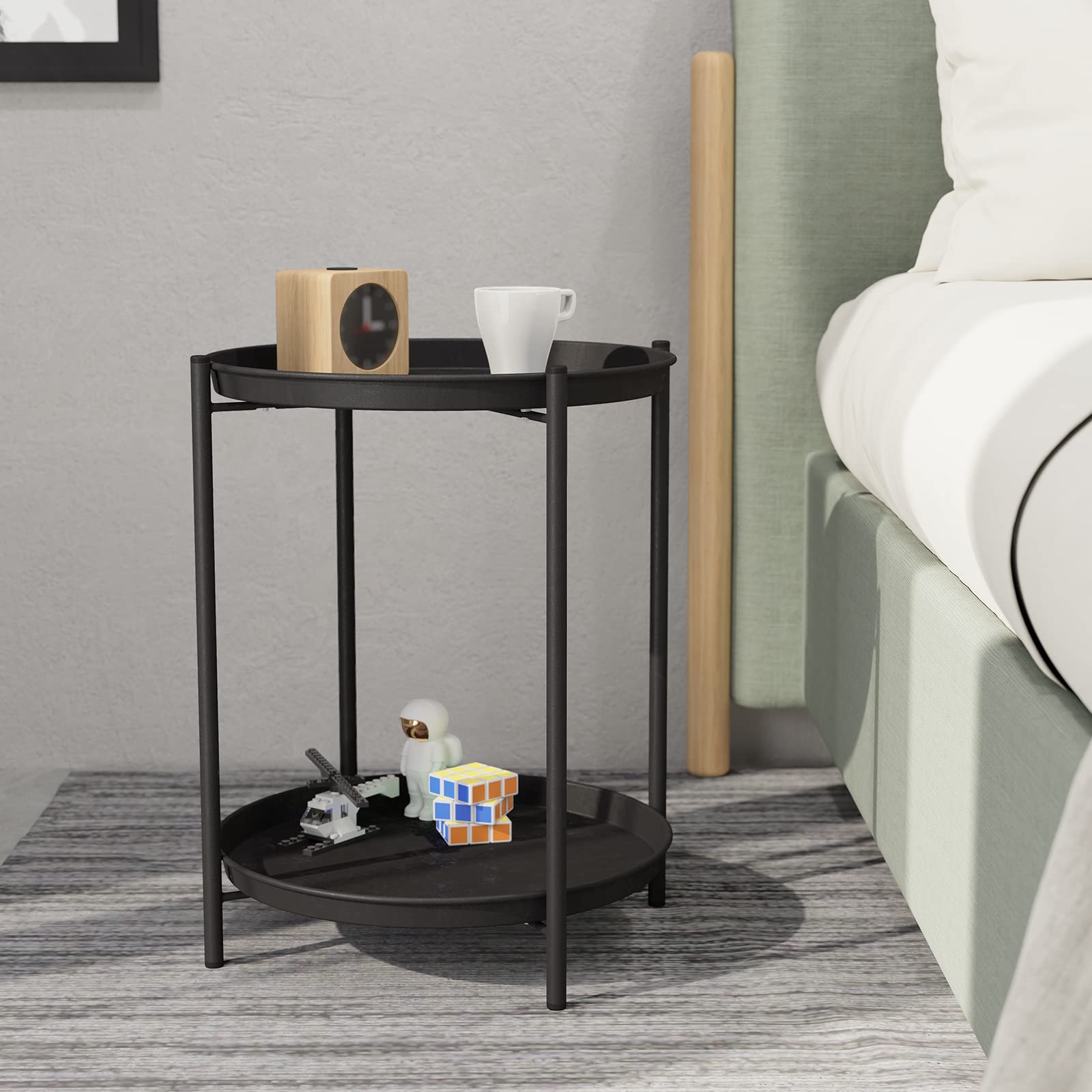 Round Outdoor Side Table With 2-Tier