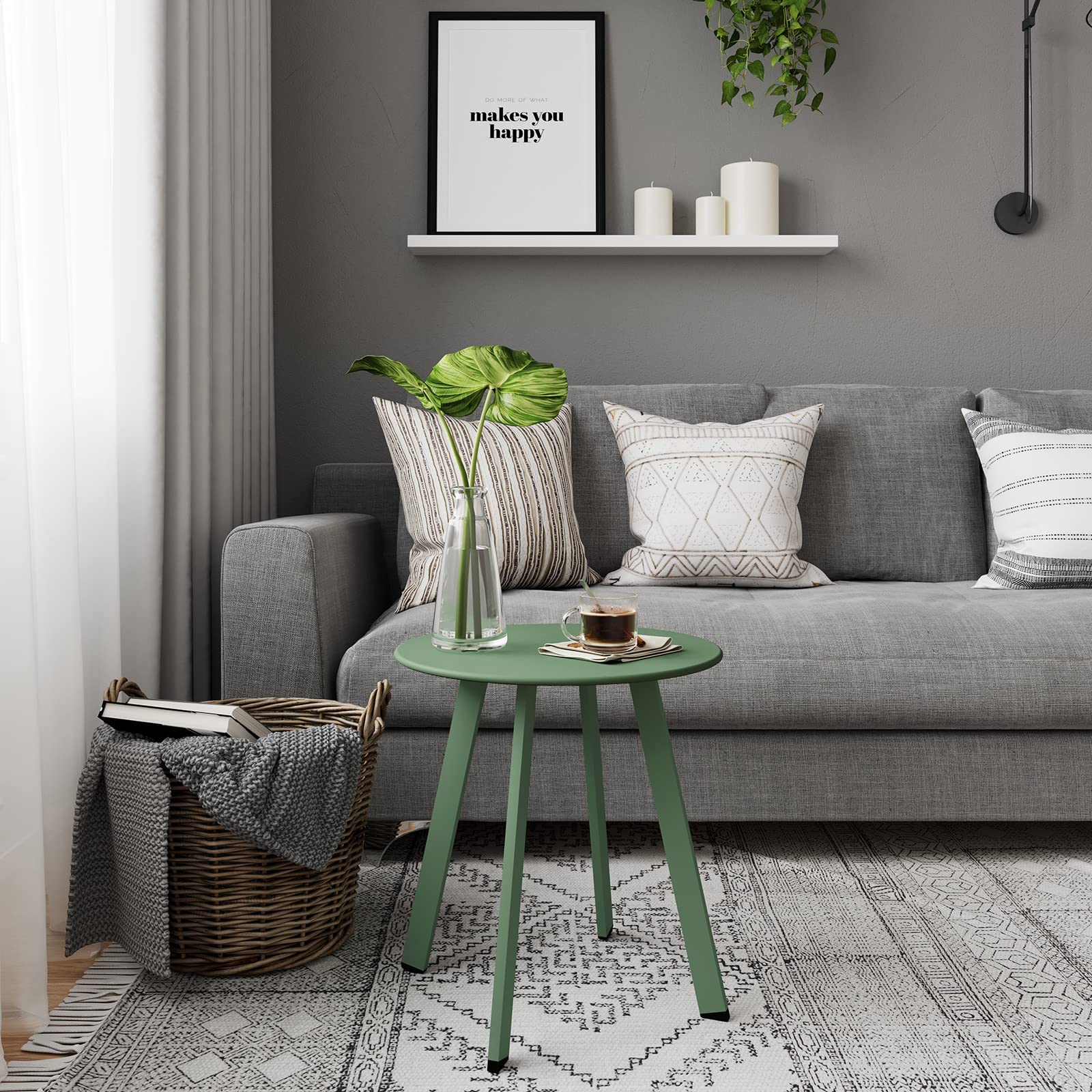 Round Outdoor Side Table with Square Feet