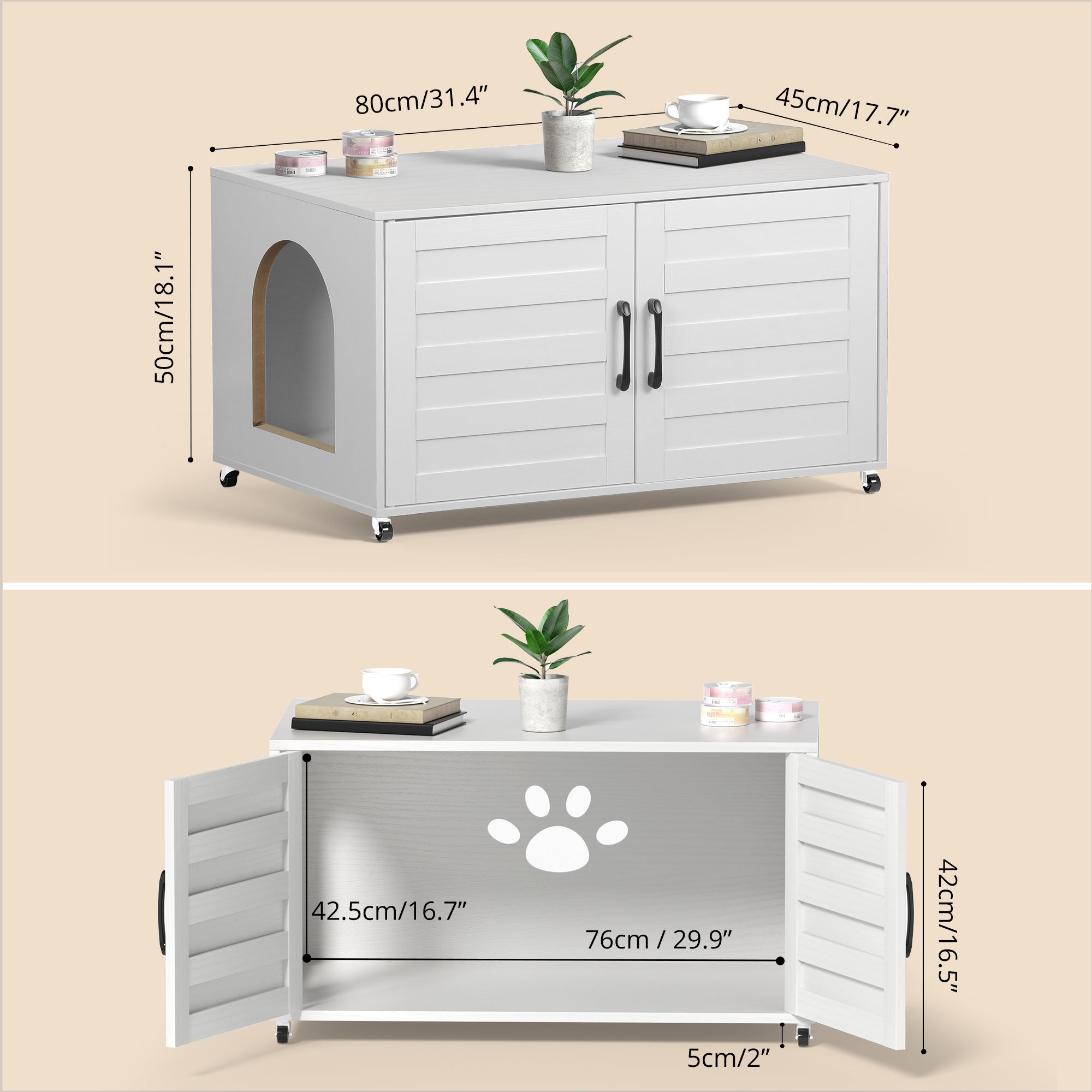 All-in-One Cat Litter Box Enclosure – Modern Hidden Furniture for Litter & Cat Bed EJ-EN010