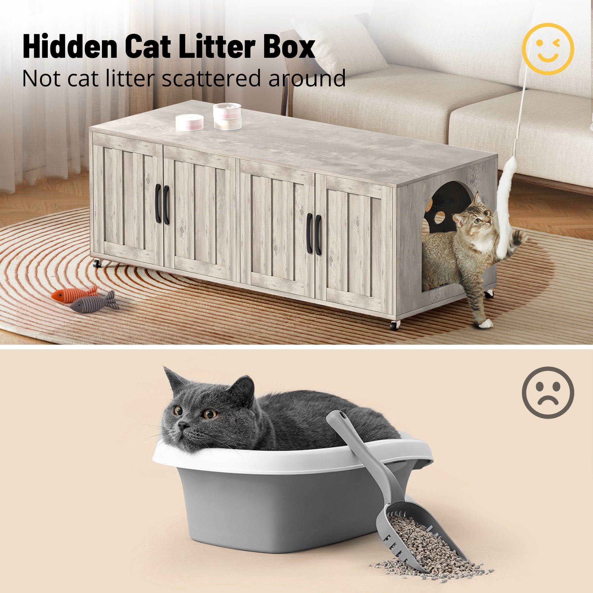 No Fear of Cat Litter Scattering Cleaning Becomes Easy