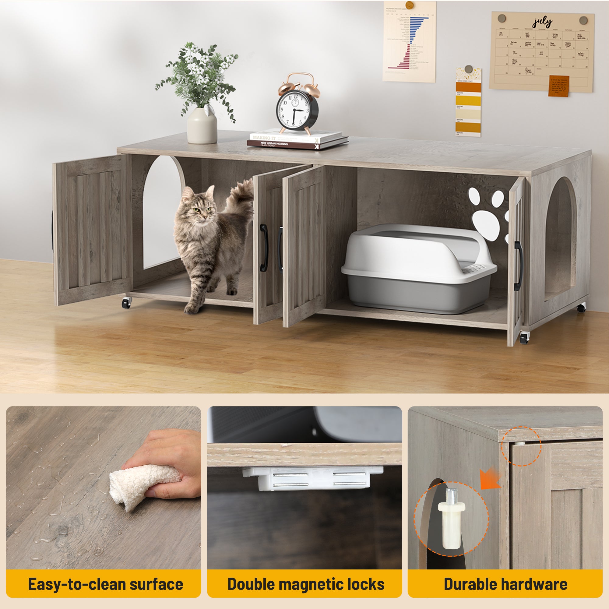 The surface is easy to clean
double magnetic locks
durable hardware
