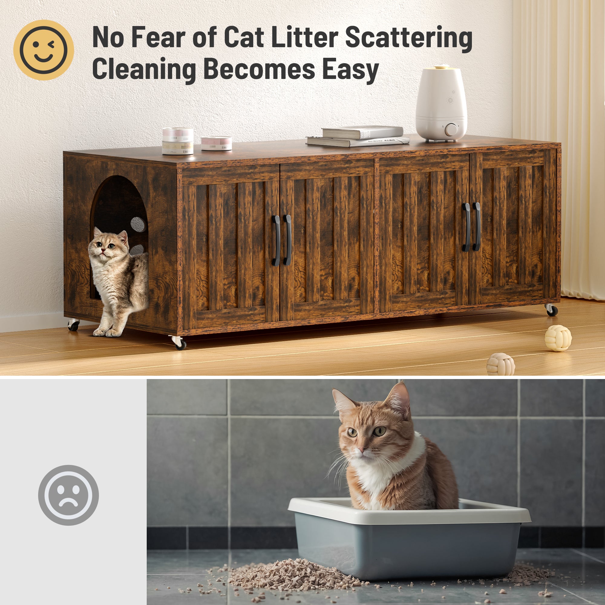 No Fear of Cat Litter Scattering Cleaning Becomes Easy