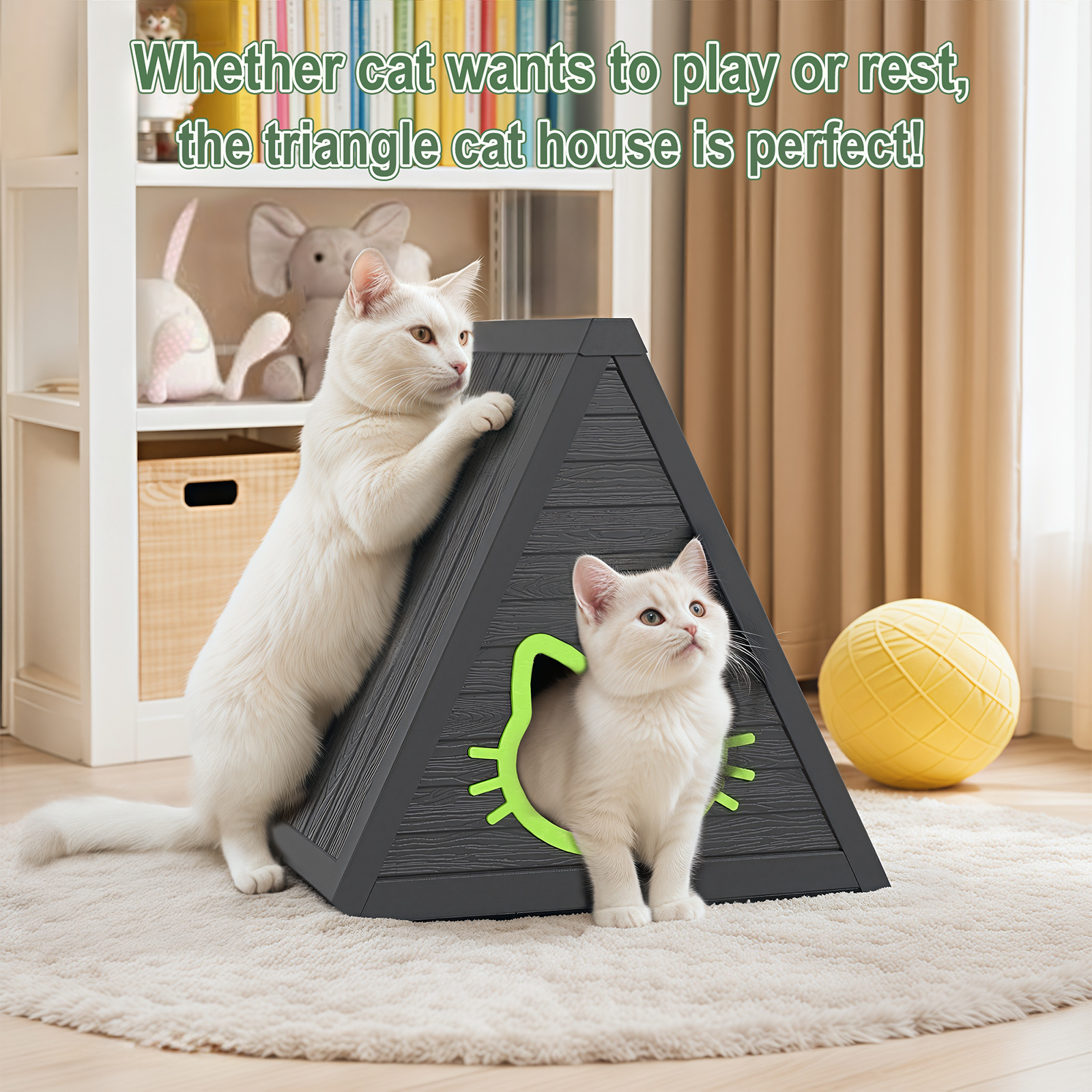 Black Triangular Cat House โ Privacy, Space, and Durability for Your Cat