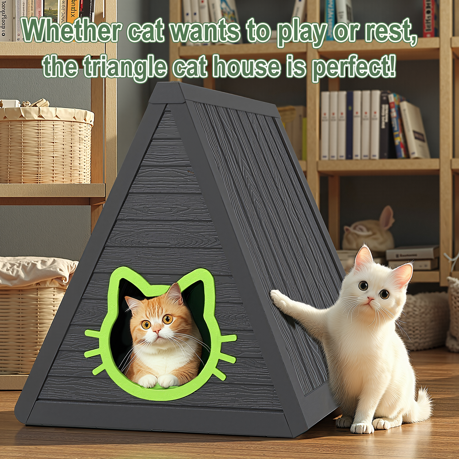 Black Triangular Cat House โ Privacy, Space, and Durability for Your Cat