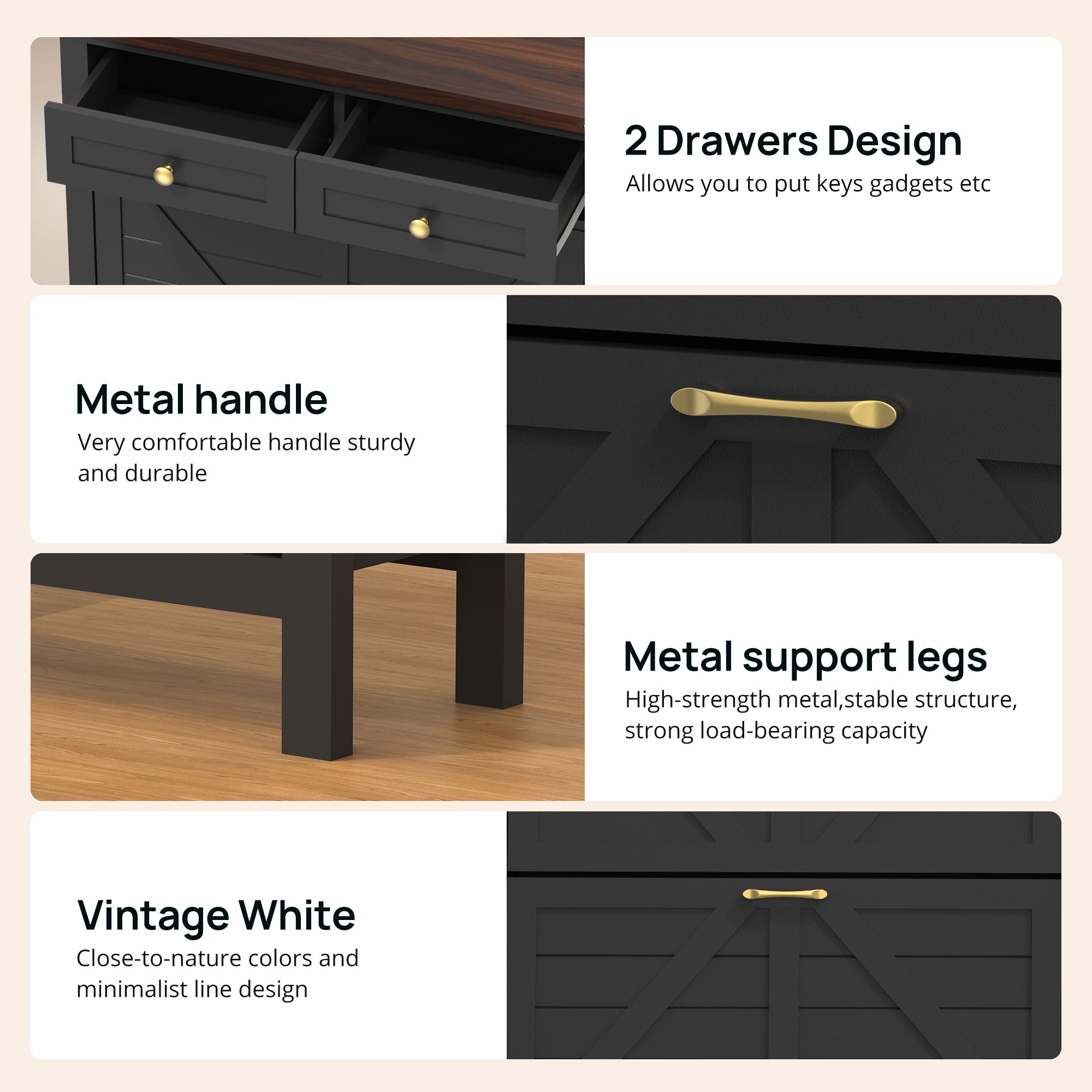 Compact Shoe Storage Cabinet with 2 Flip Drawers and 2 Drawers for Keys & Wallets - Ideal for Narrow Spaces, EN001