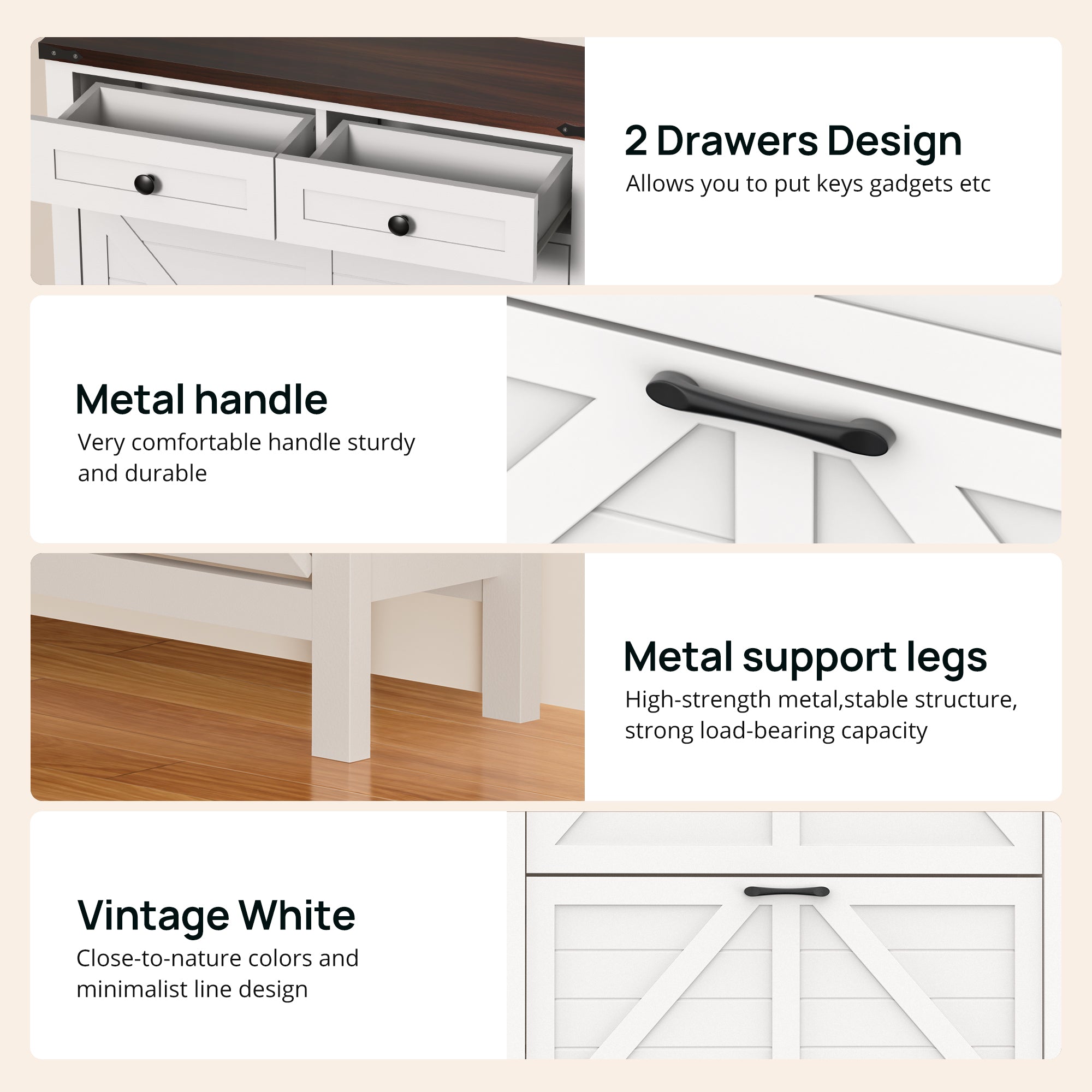 Compact Shoe Storage Cabinet with 2 Flip Drawers and 2 Drawers for Keys & Wallets - Ideal for Narrow Spaces, EN001