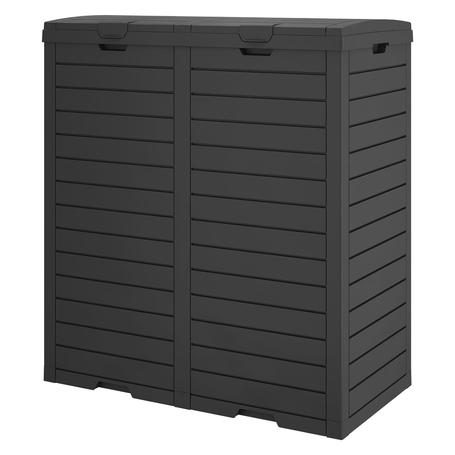 62 Gallon Dual Outdoor Trash Can with Lid-Black