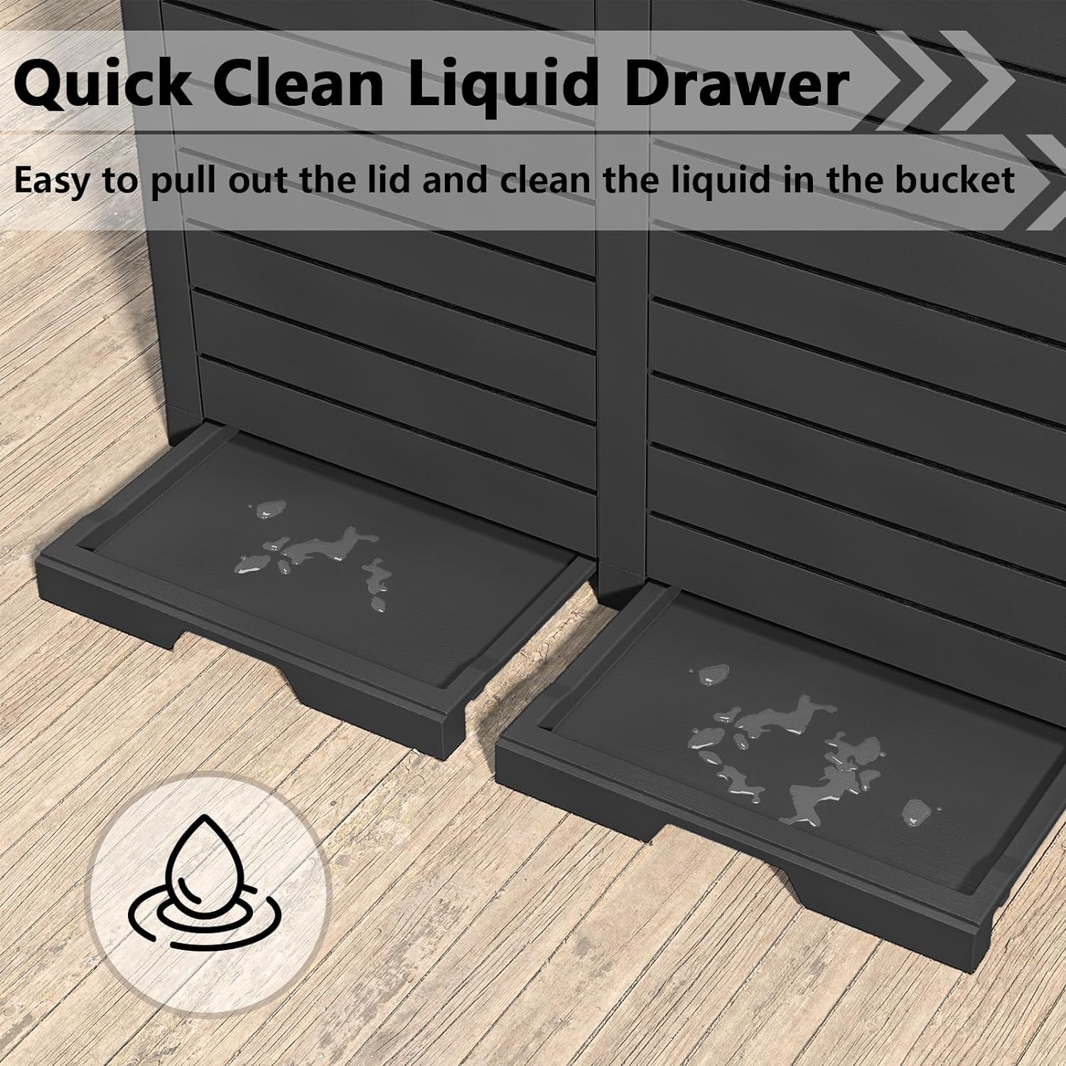 62 Gallon Dual Outdoor Trash Can with Lid-Black