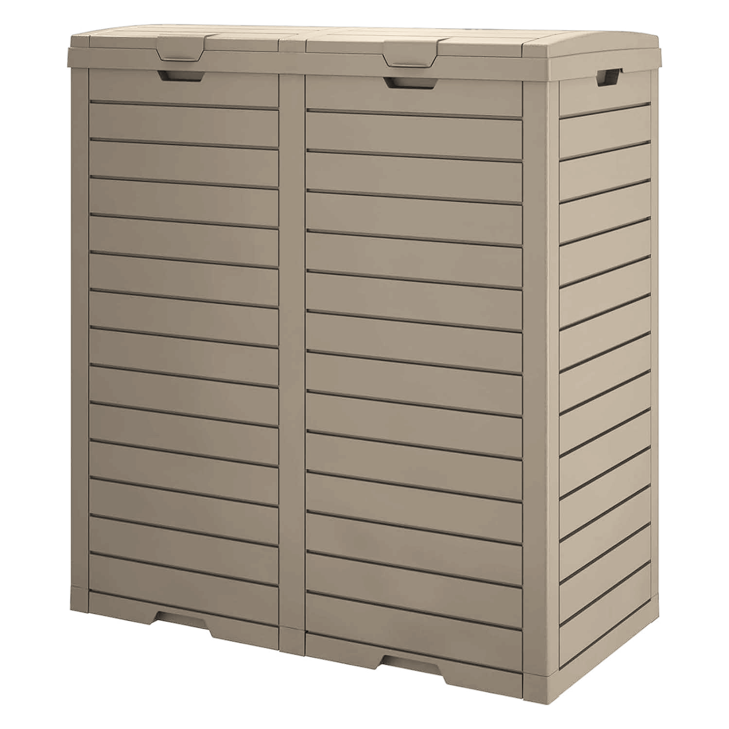 62 Gallon Dual Outdoor Trash Can with Lid-Brown