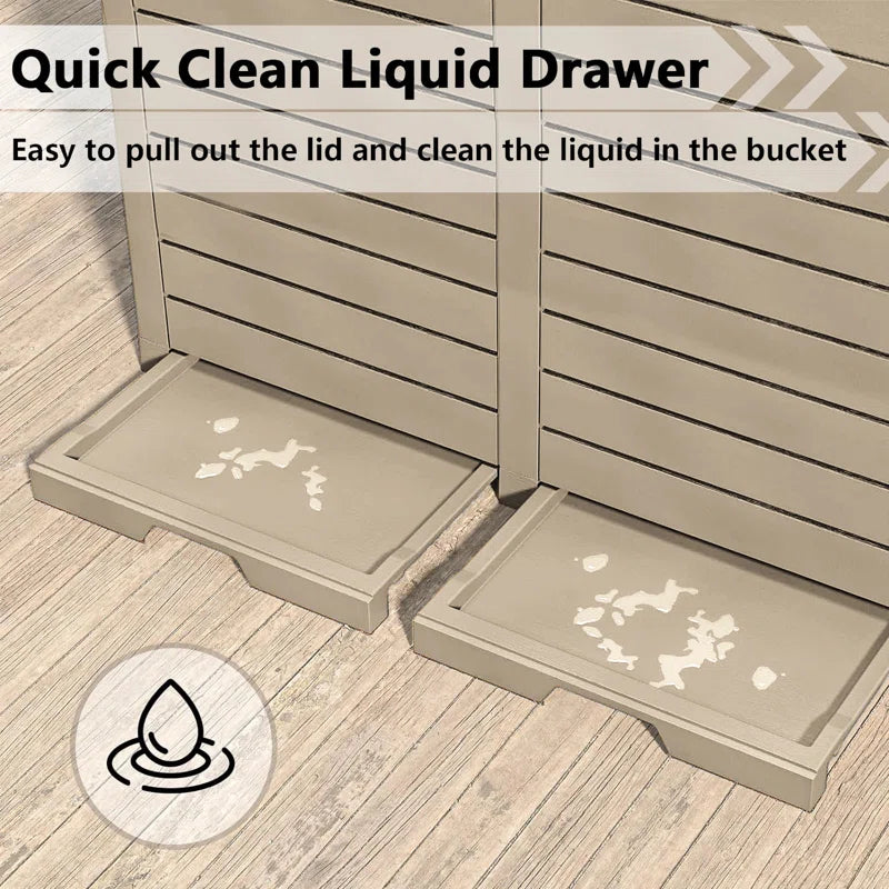 62 Gallon Dual Outdoor Trash Can with Lid-Brown