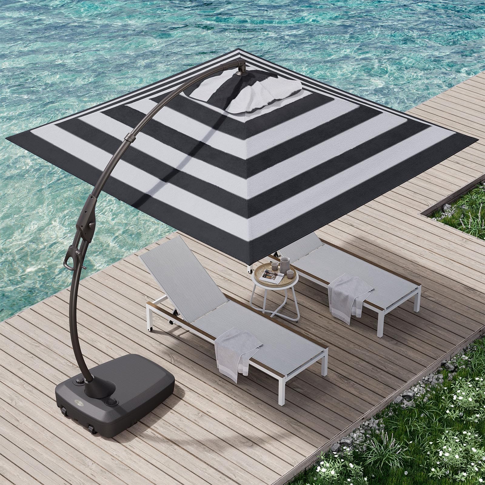 10x10 Ft Outdoor Large Patio Aluminum Cantilever Umbrella