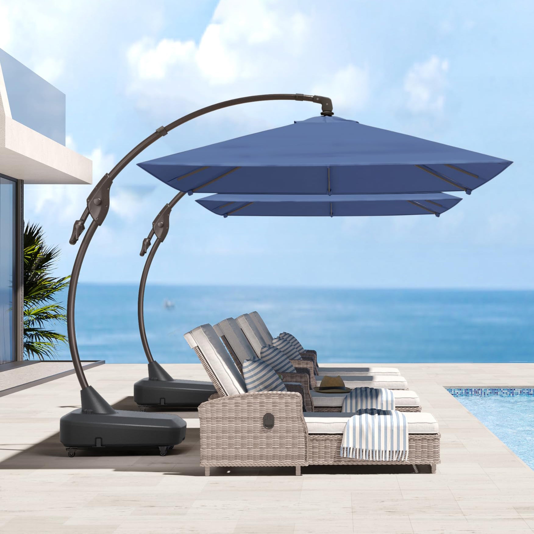 10x10 Ft Outdoor Large Patio Aluminum Cantilever Umbrella