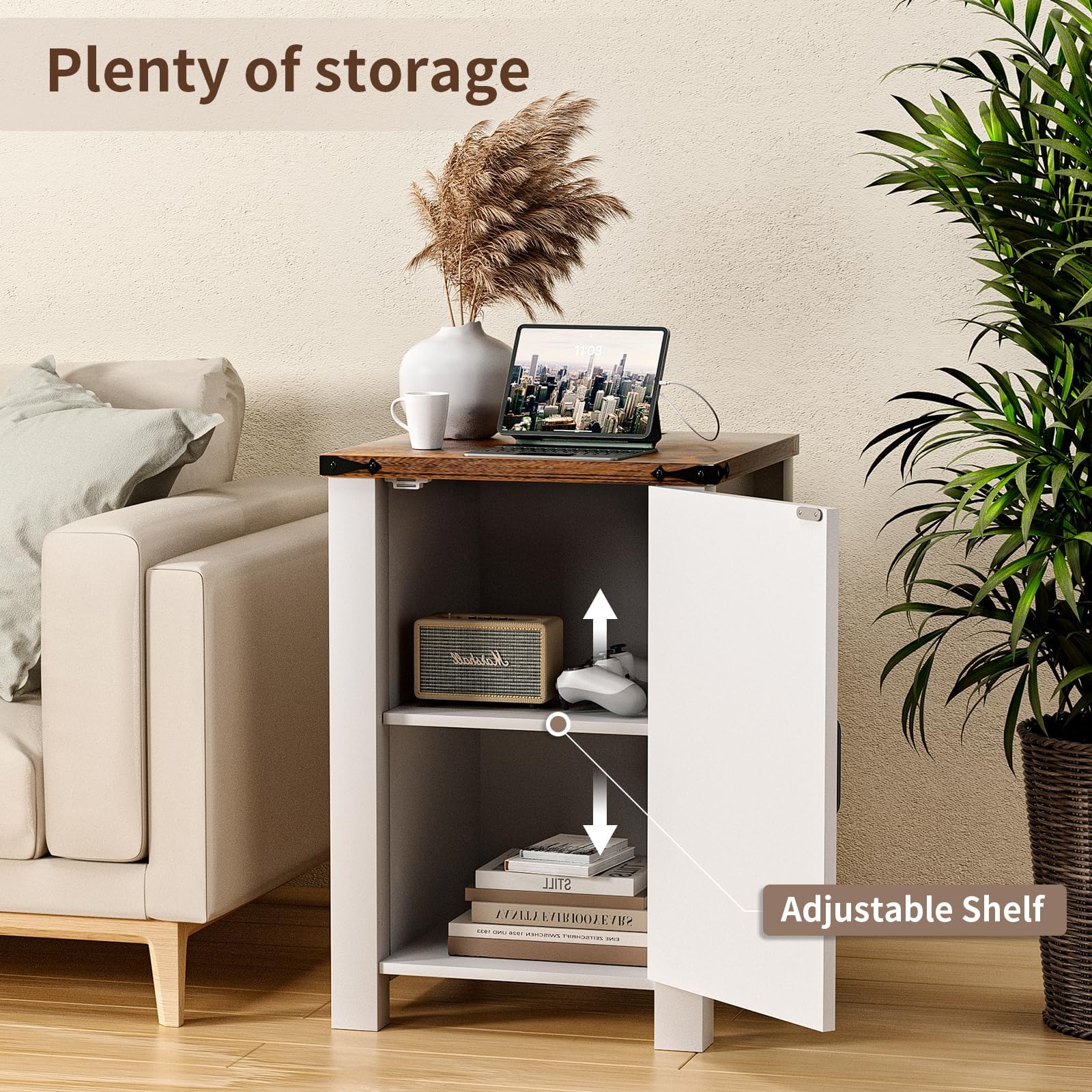 Elegant Olilawn nightstand for indoor bedroom use, combining stylish design with practical storage in furniture.