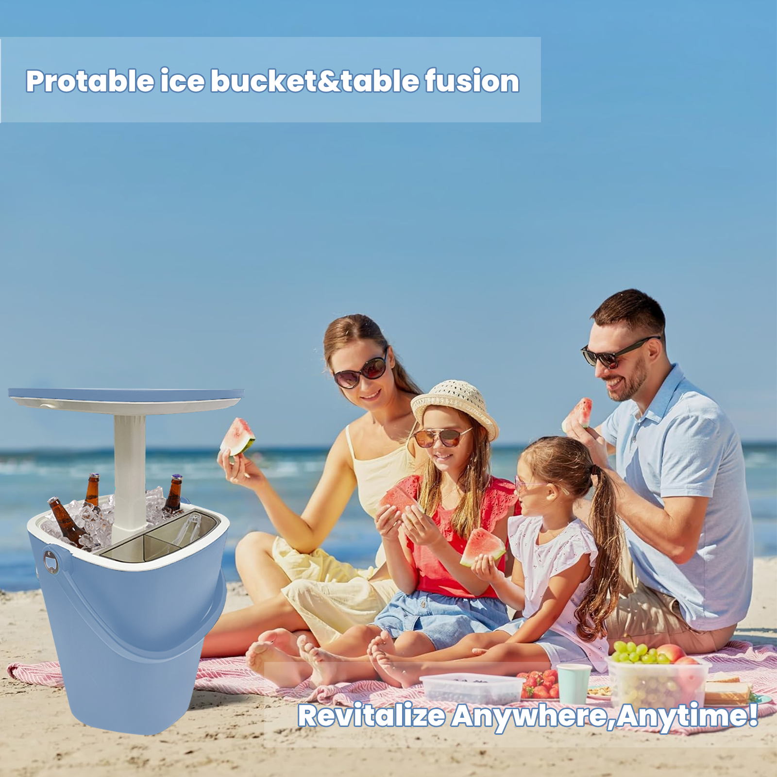Portable ice bucket&table fusion
portable patio bar
Revitalize Anywhere,Anytime!