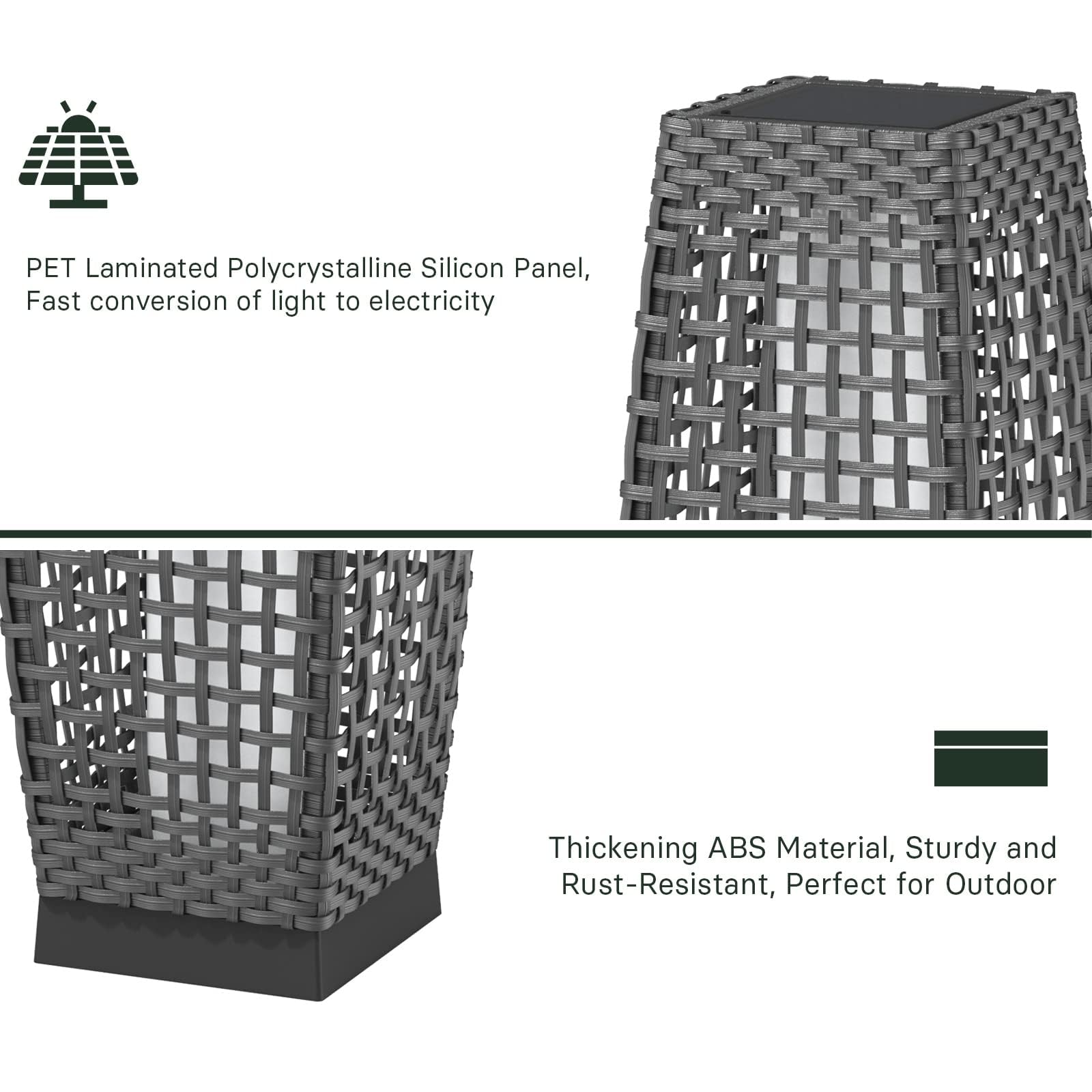 Water-Resistant Lantern Hollow Rattan Wicker Outdoor Solar Floor Lamp-FUJI